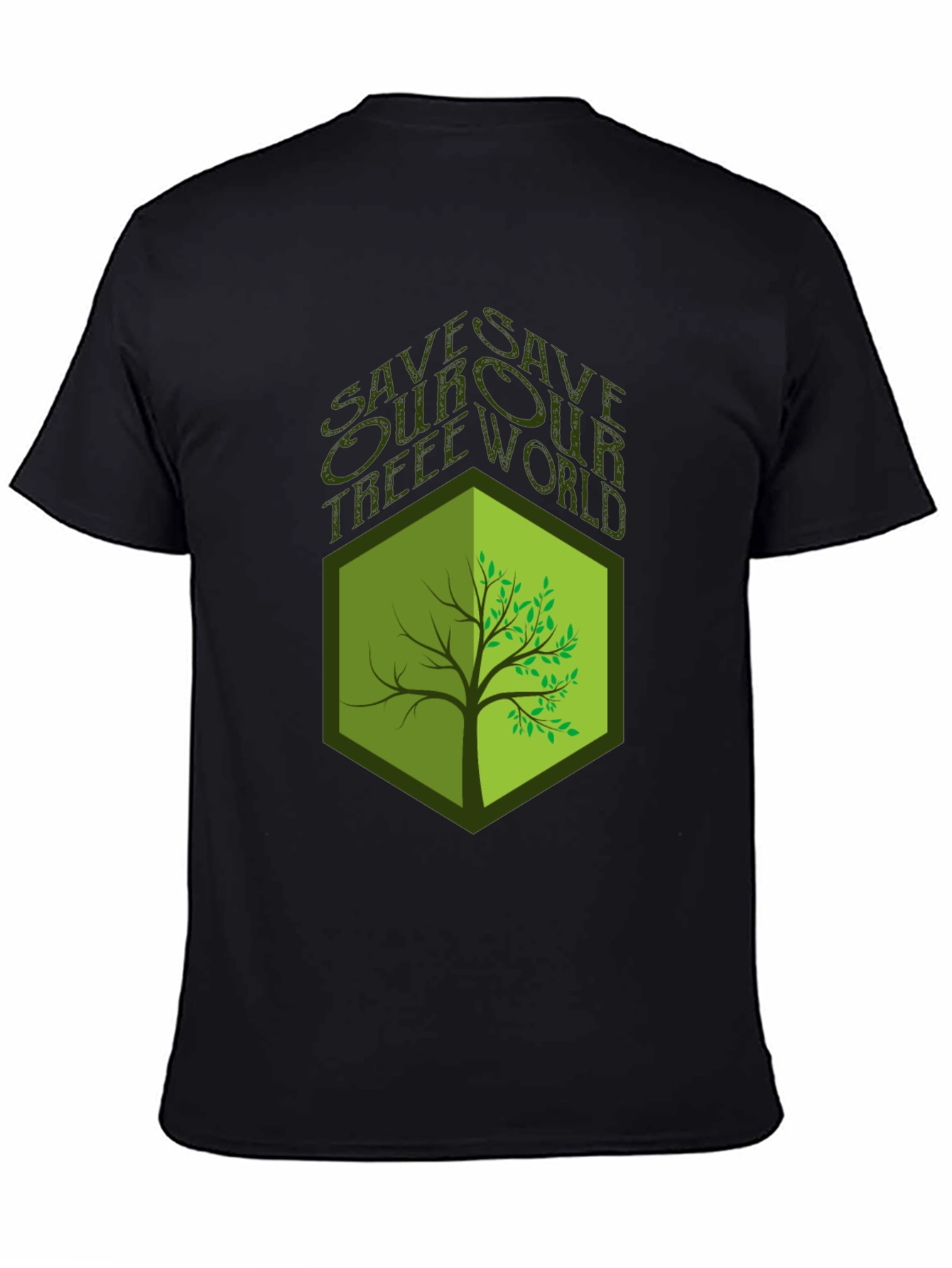 Eco-Friendly Save Our Tree World Black T-Shirt
