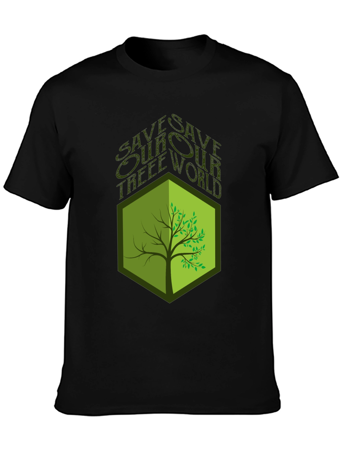 Eco-Friendly Save Our Tree World Black T-Shirt