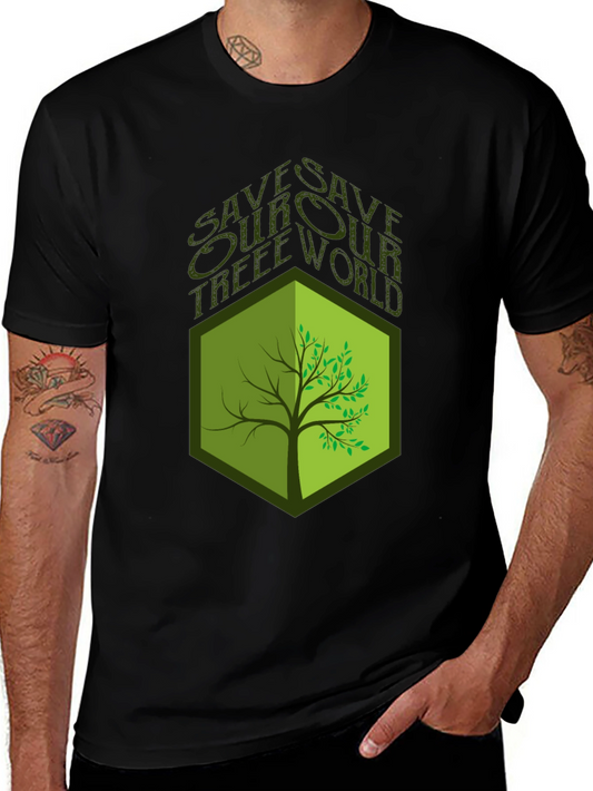 Eco-Friendly Save Our Tree World Black T-Shirt