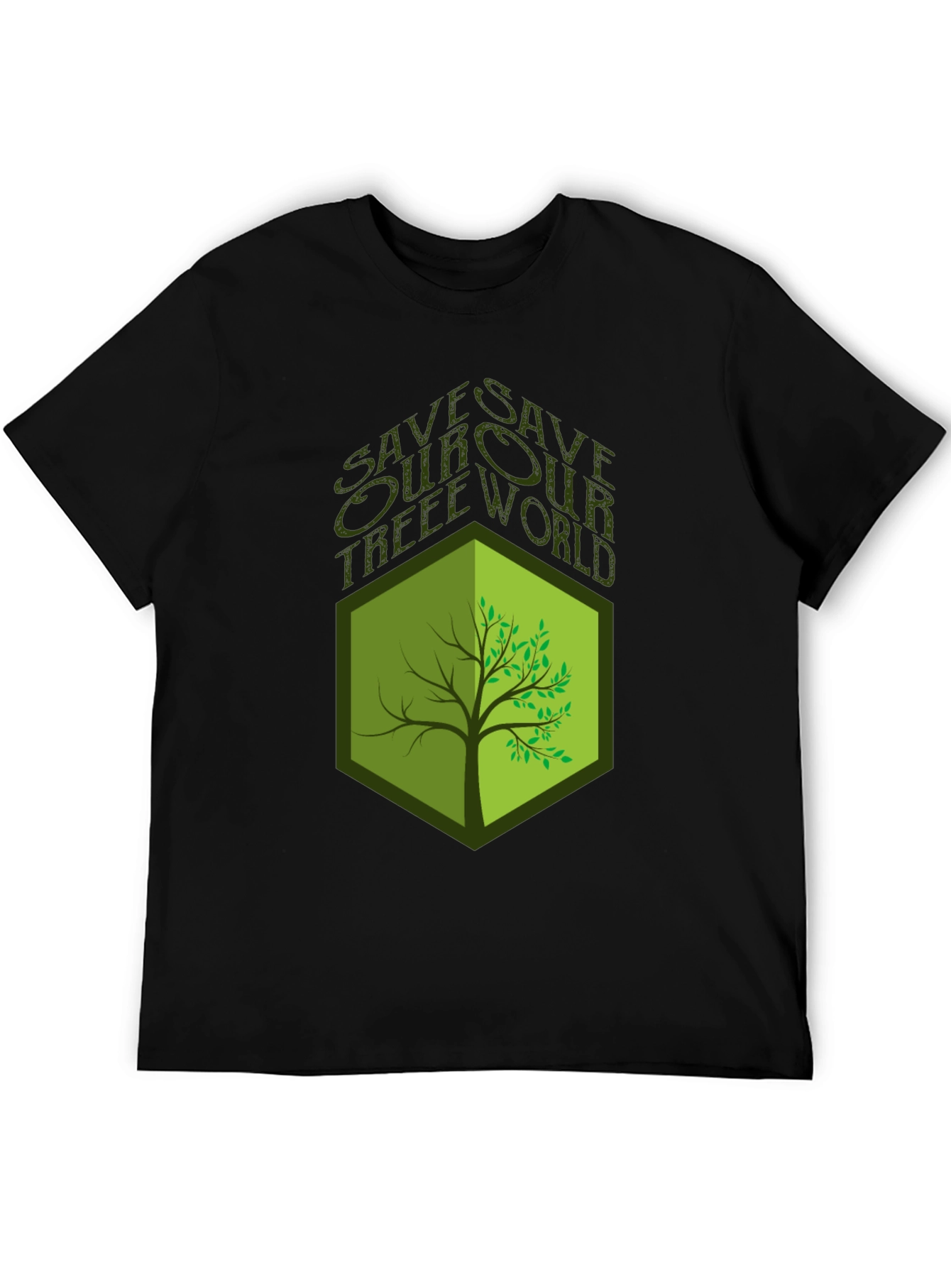 Eco-Friendly Save Our Tree World Black T-Shirt