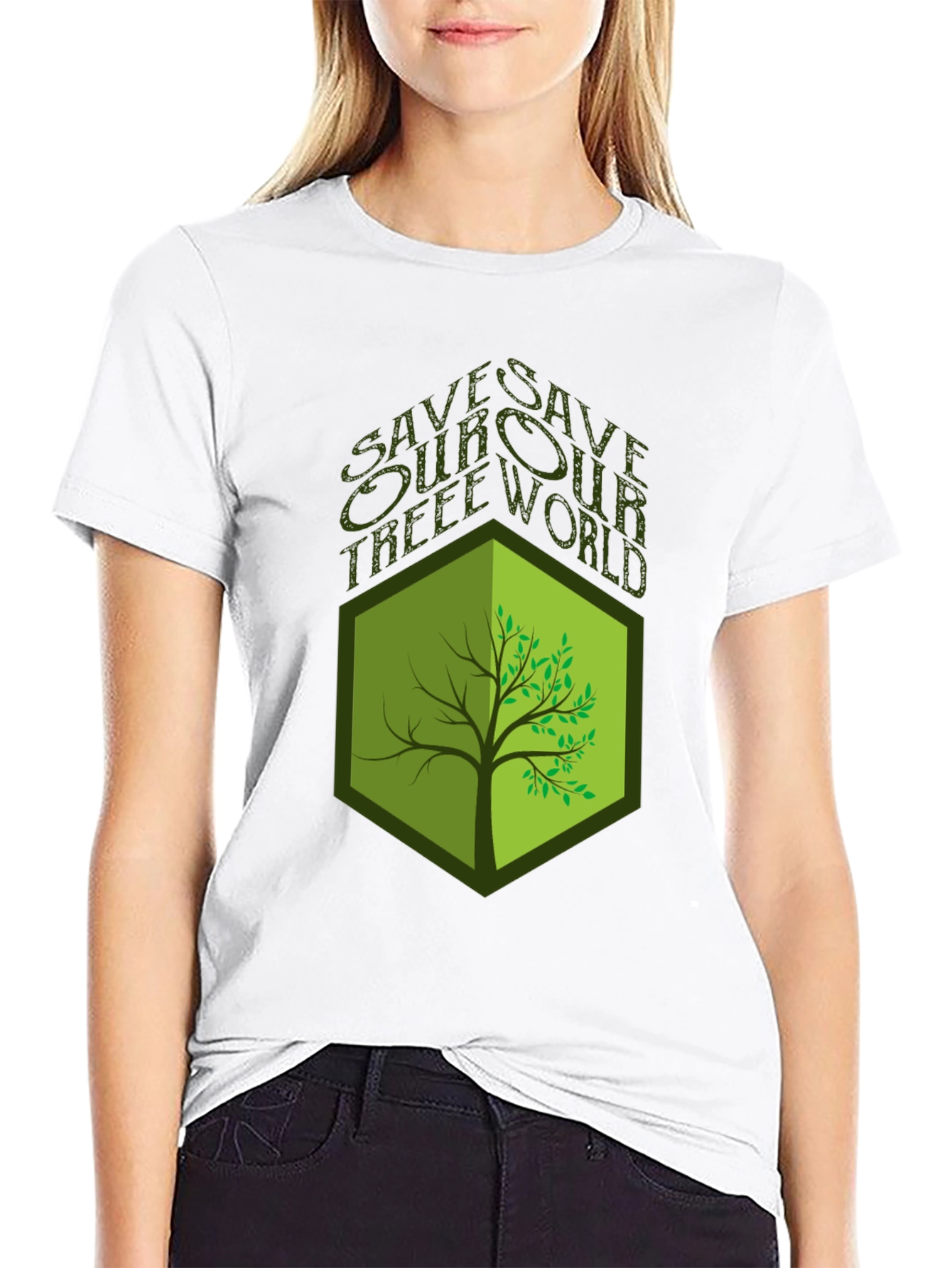 Eco-Friendly Save Our Tree World Black T-Shirt