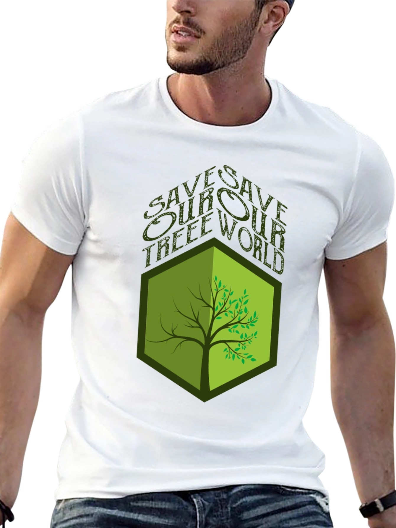 Eco-Friendly Save Our Tree World Black T-Shirt