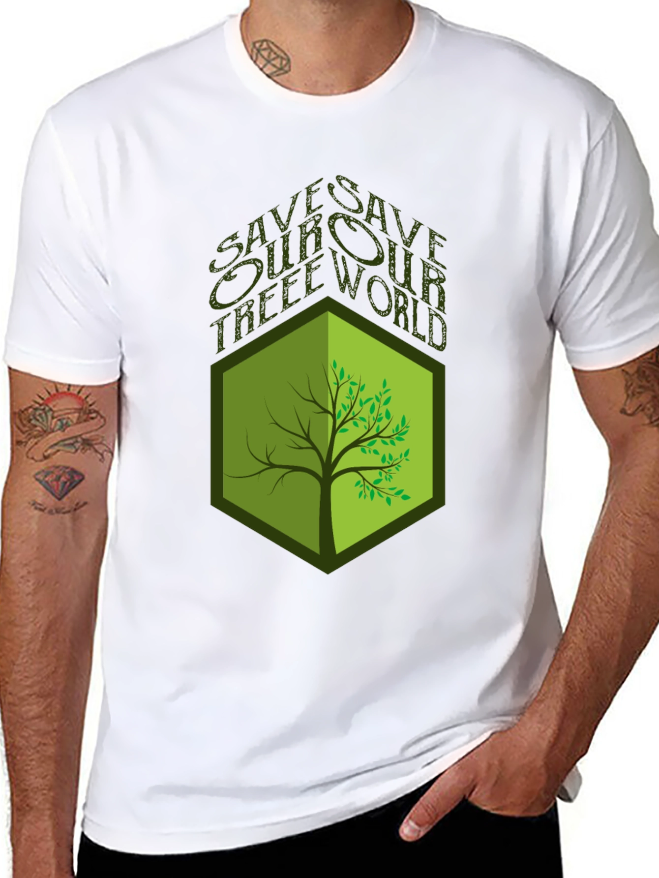Eco-Friendly Save Our Tree World Black T-Shirt