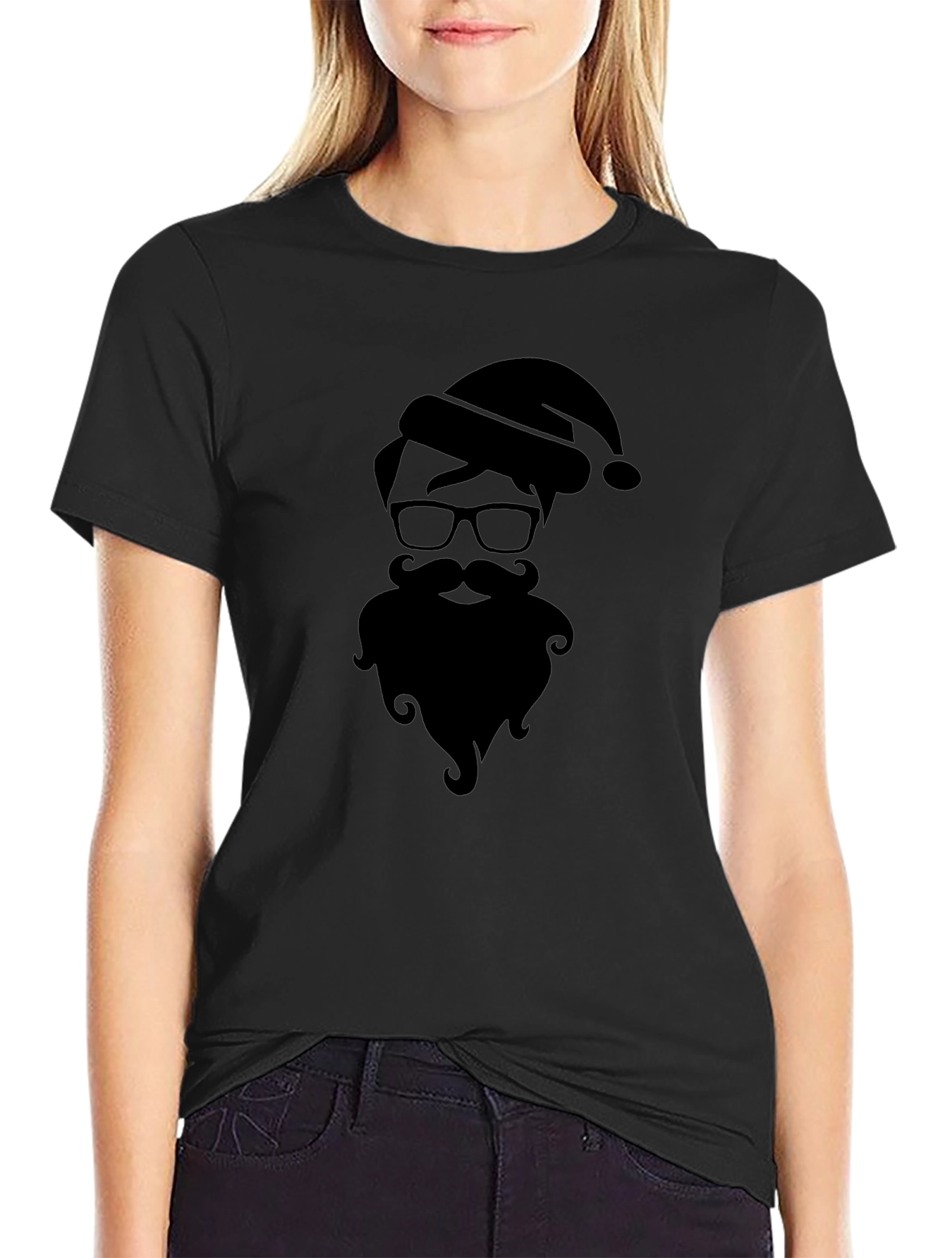 Hipster Santa Silhouette Graphic Tee