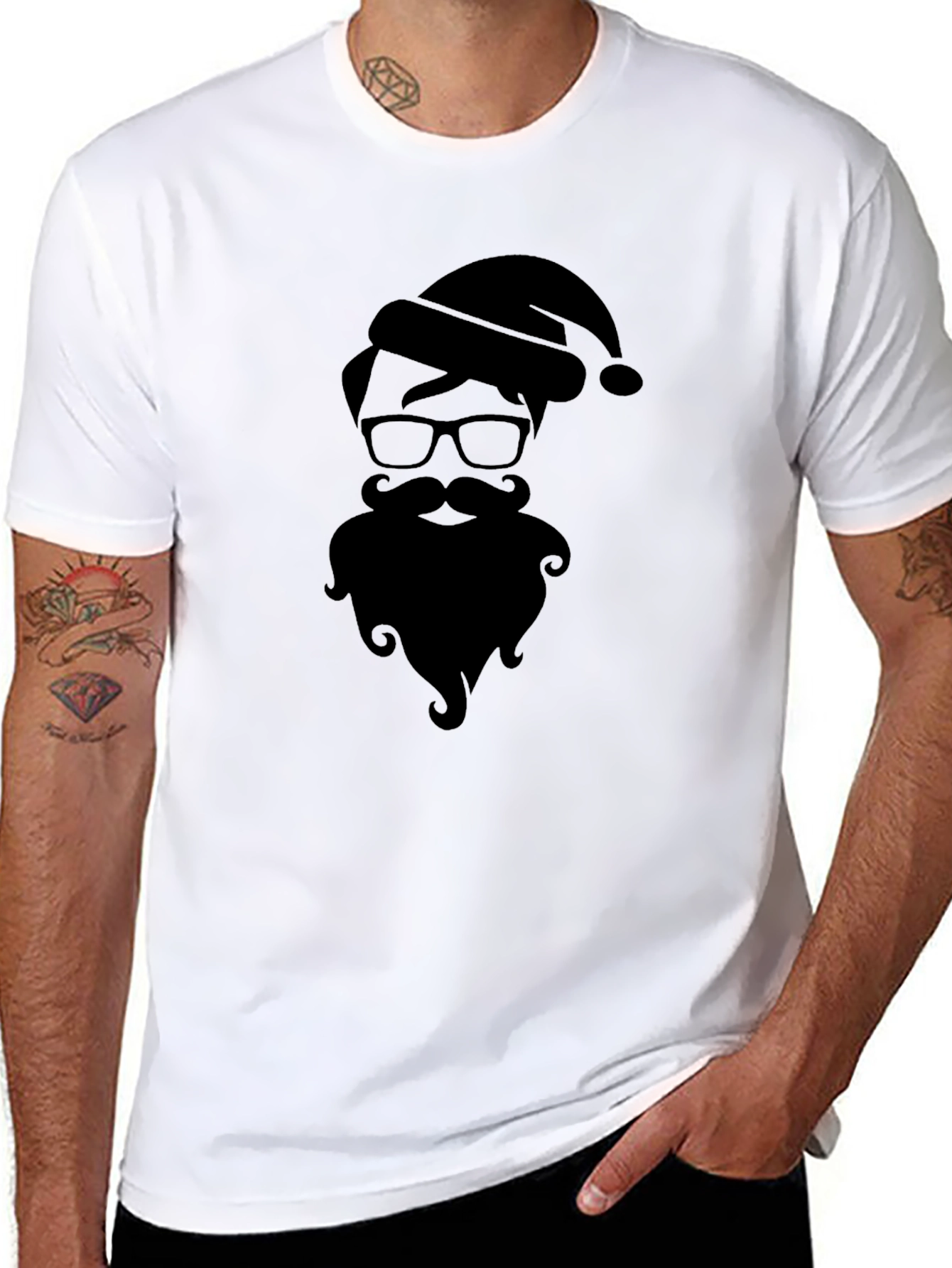 Hipster Santa Silhouette Graphic Tee