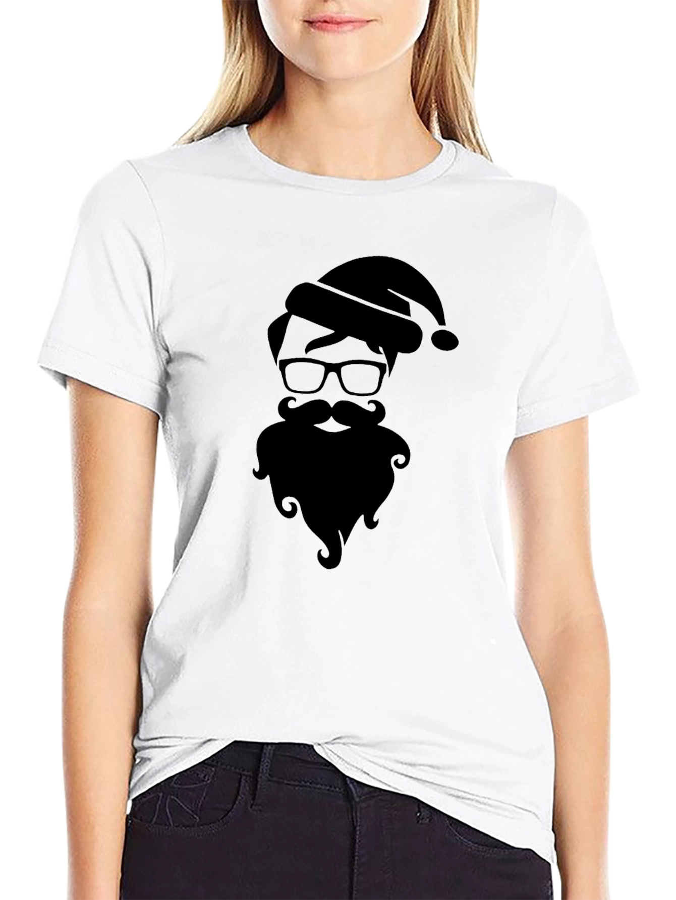 Hipster Santa Silhouette Graphic Tee