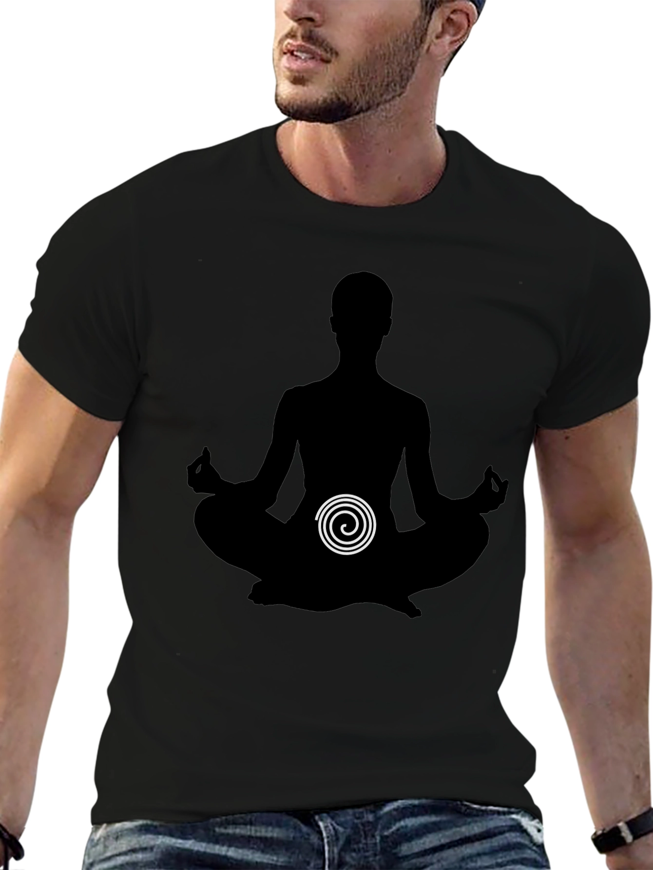 Meditative Spiral Graphic Black T-Shirt