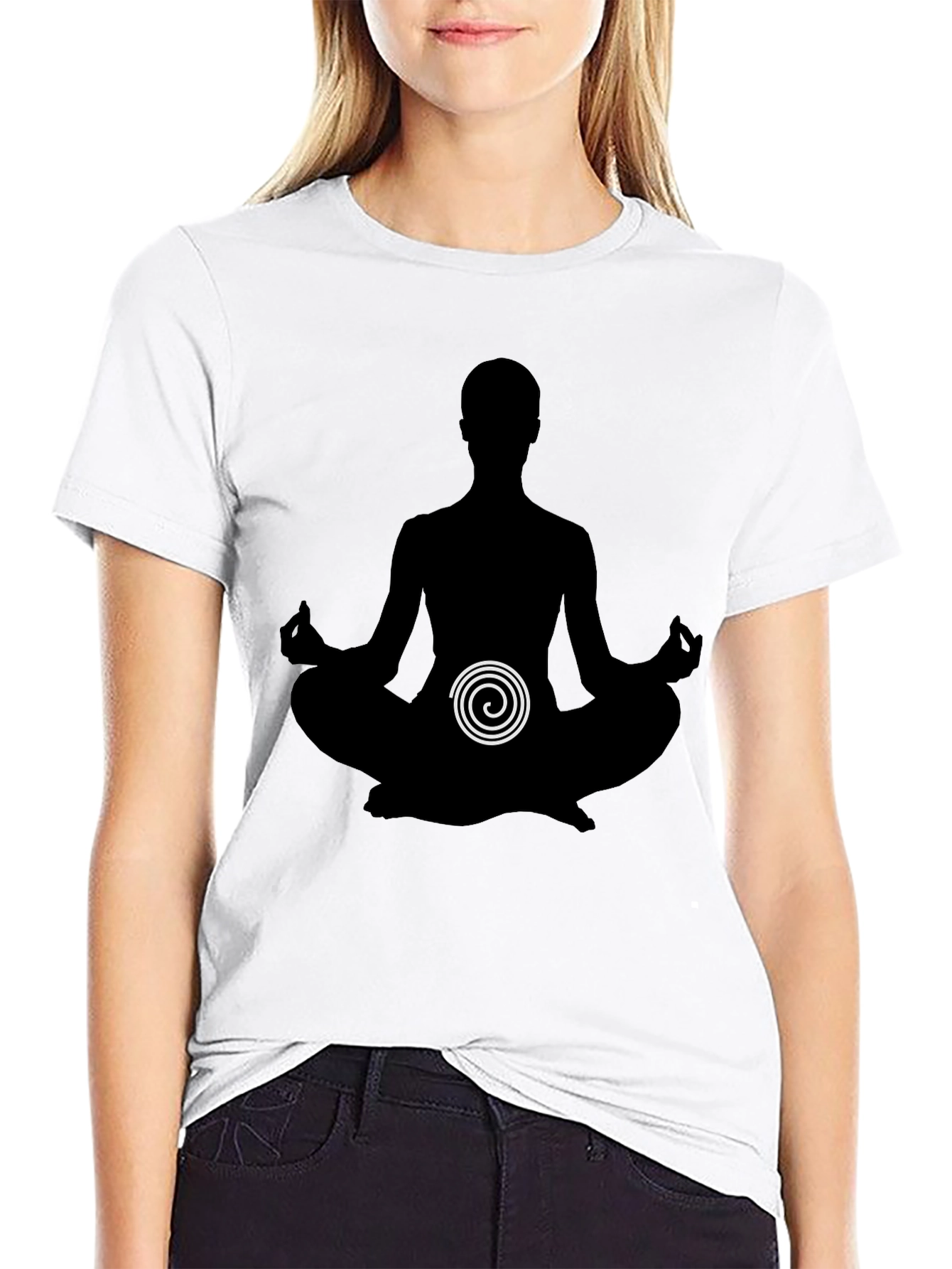 Meditative Spiral Graphic Black T-Shirt