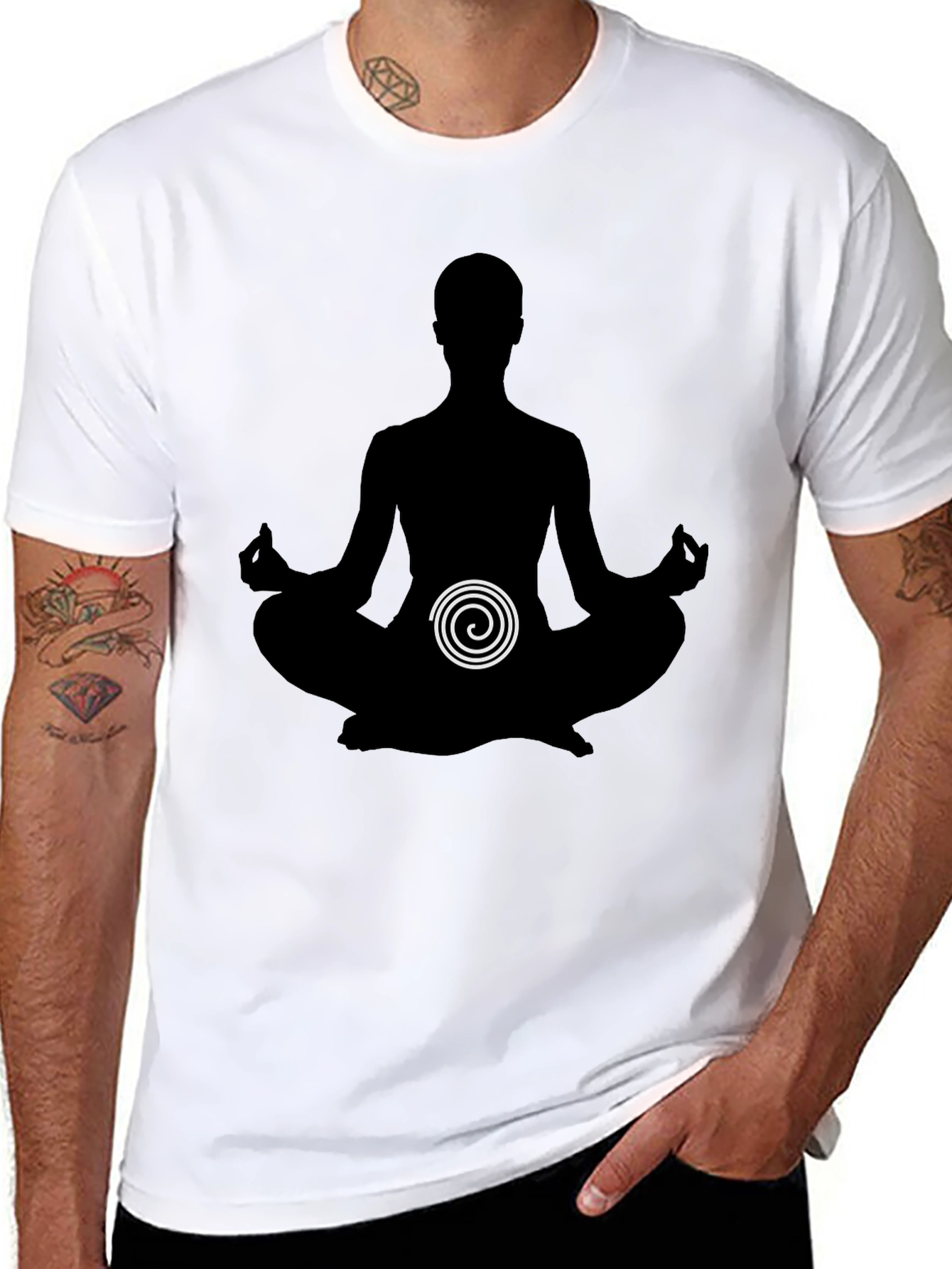 Meditative Spiral Graphic Black T-Shirt