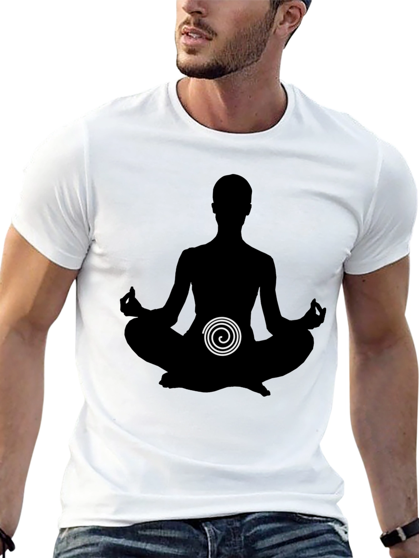 Meditative Spiral Graphic Black T-Shirt