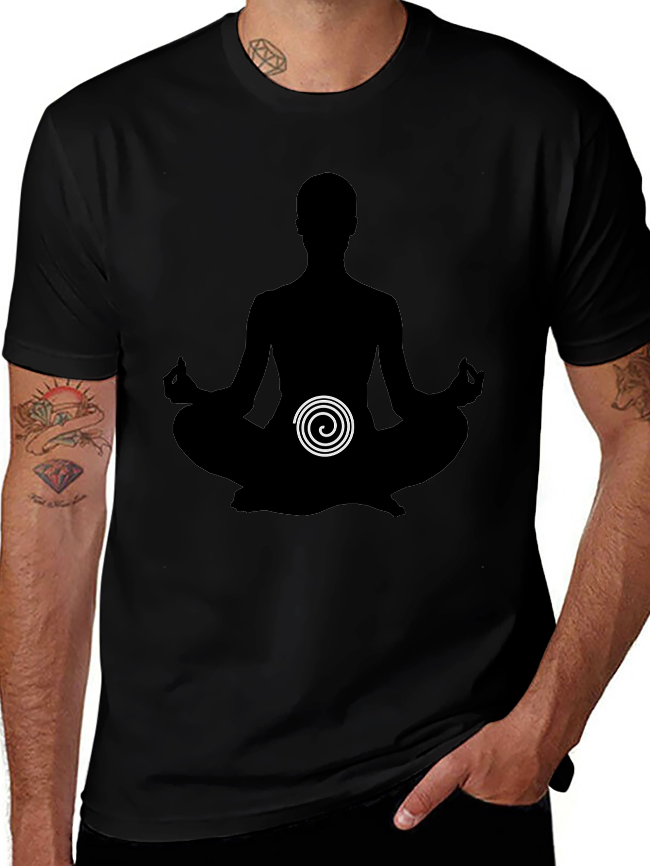 Meditative Spiral Graphic Black T-Shirt