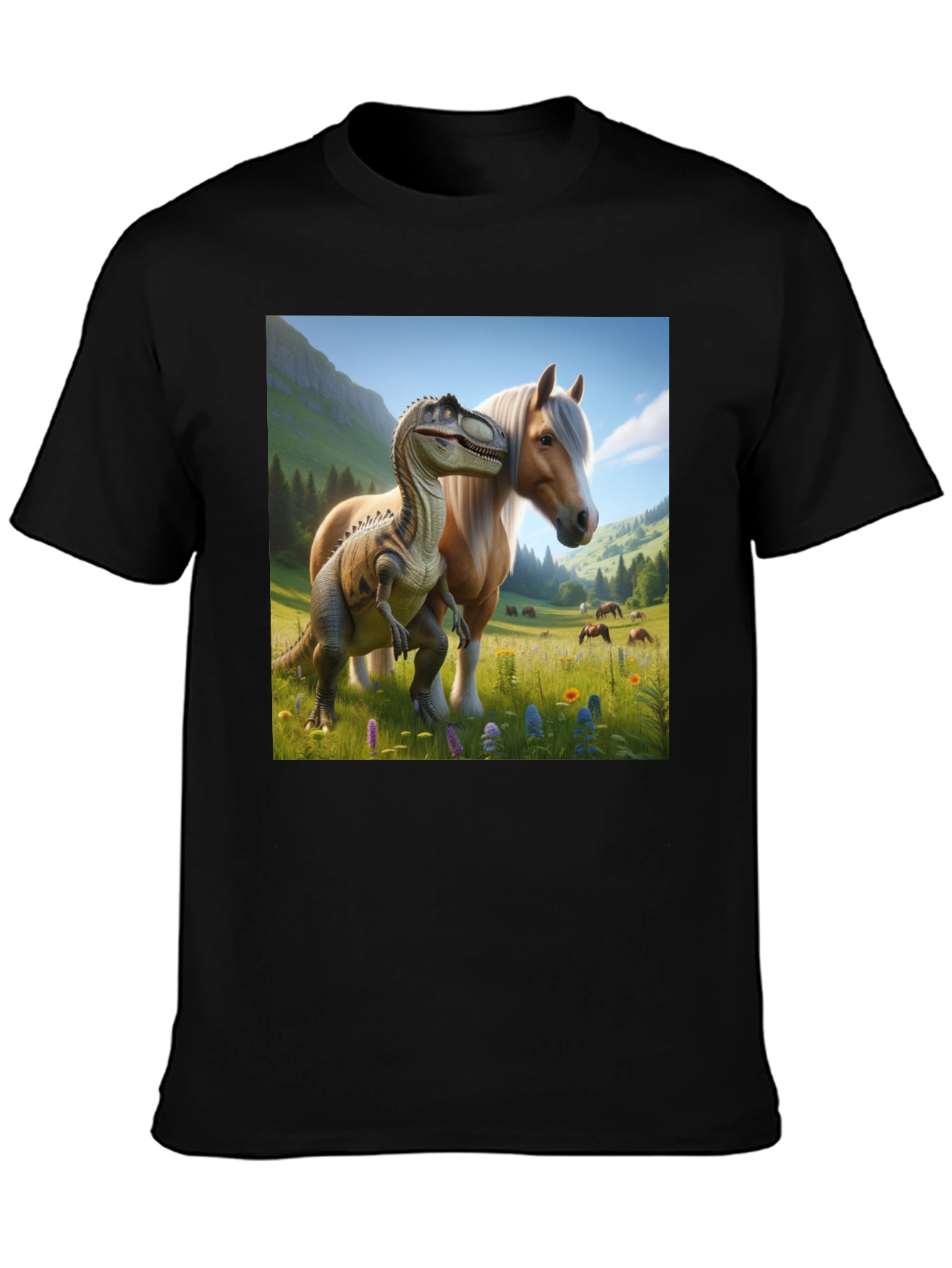 Dino & Horse T-Shirt - Fun Graphic Tee
