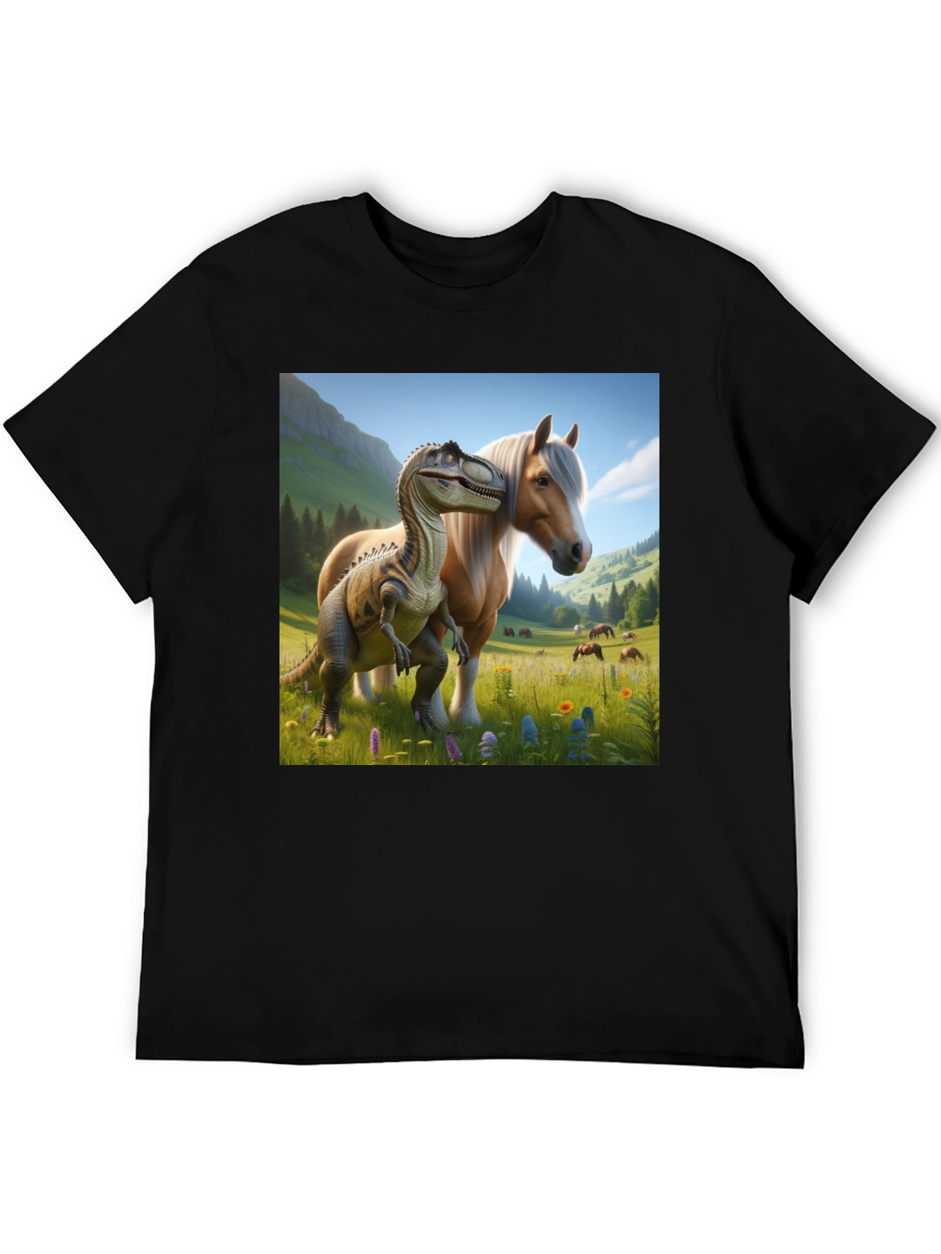 Dino & Horse T-Shirt - Fun Graphic Tee
