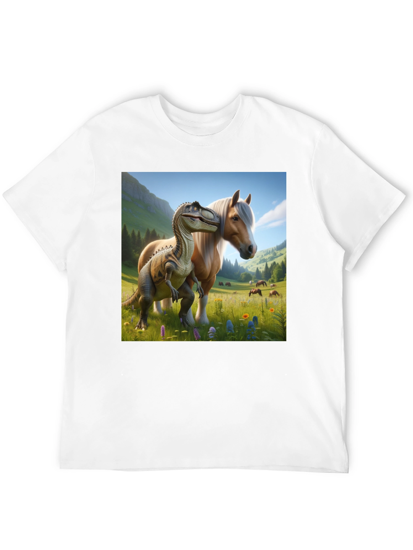 Dino & Horse T-Shirt - Fun Graphic Tee