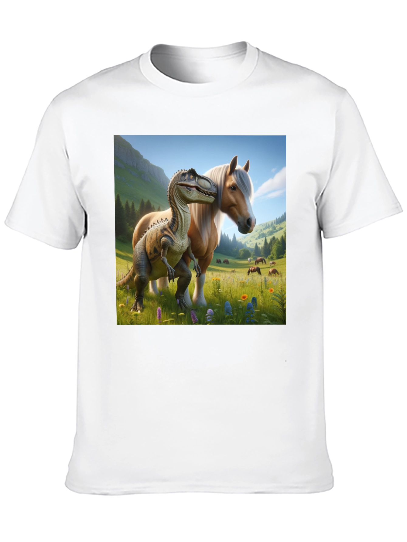 Dino & Horse T-Shirt - Fun Graphic Tee
