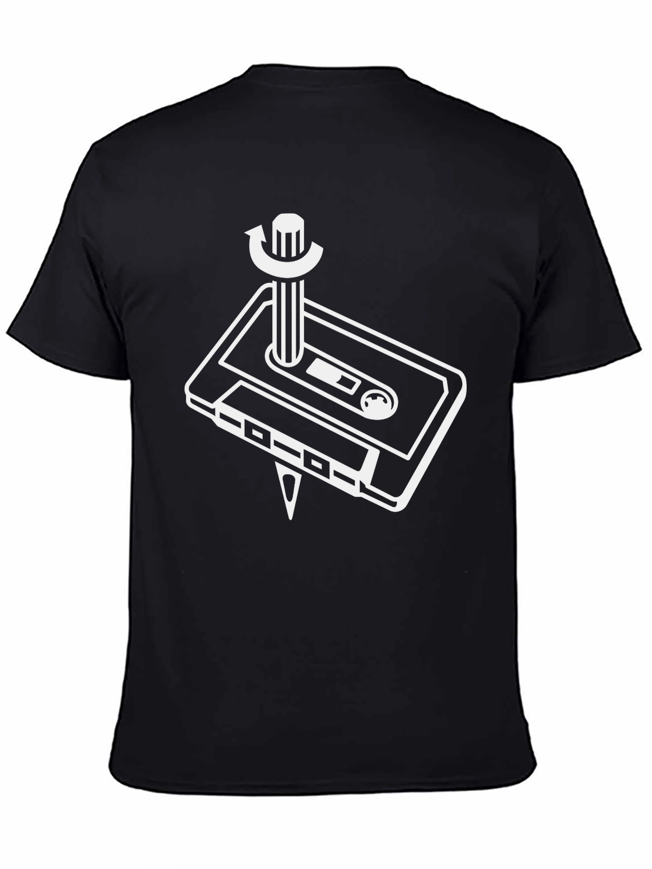 Retro Cassette Rewind T-Shirt - Black