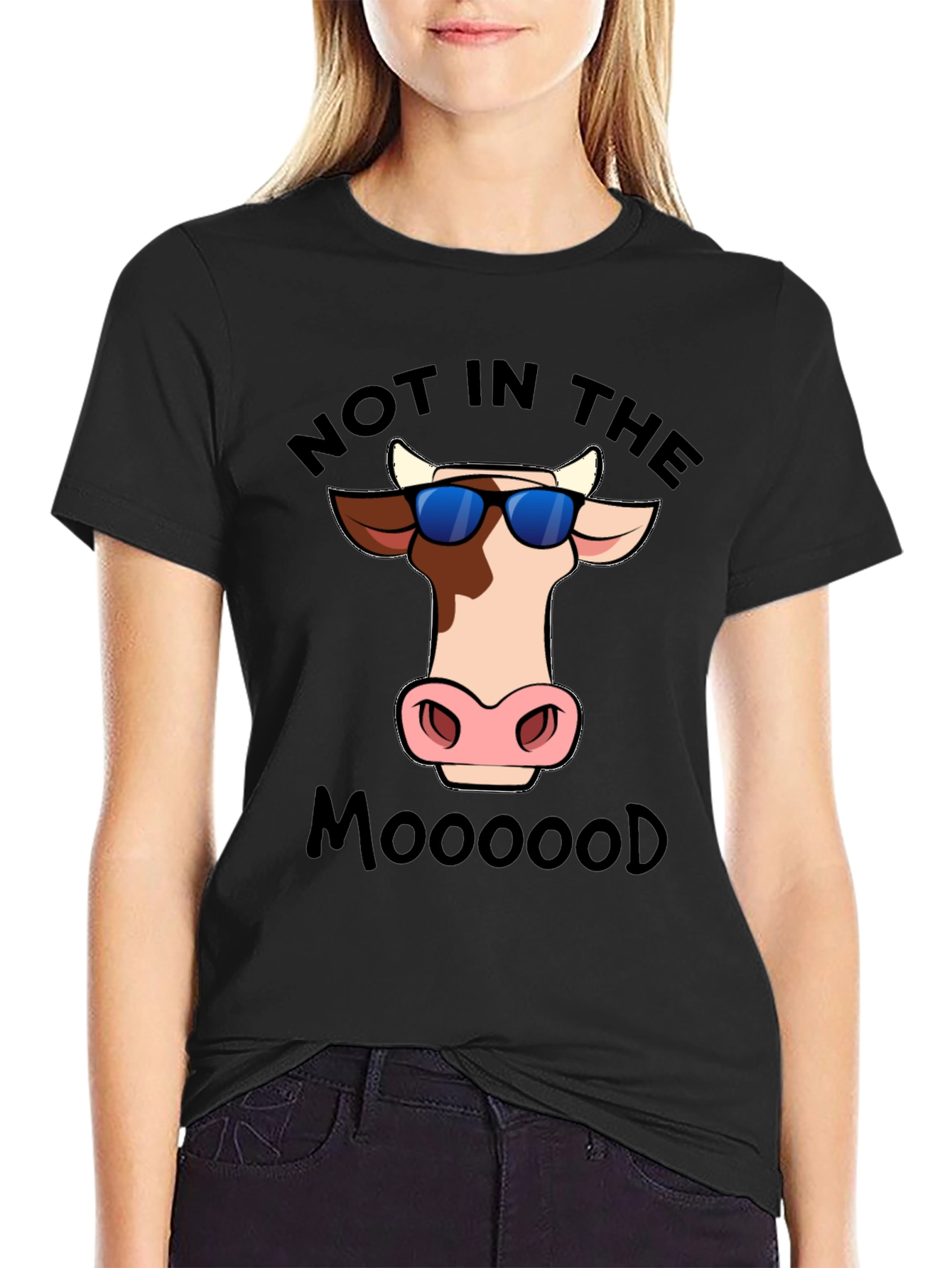 Not In The Mooood Cow Graphic T-Shirt