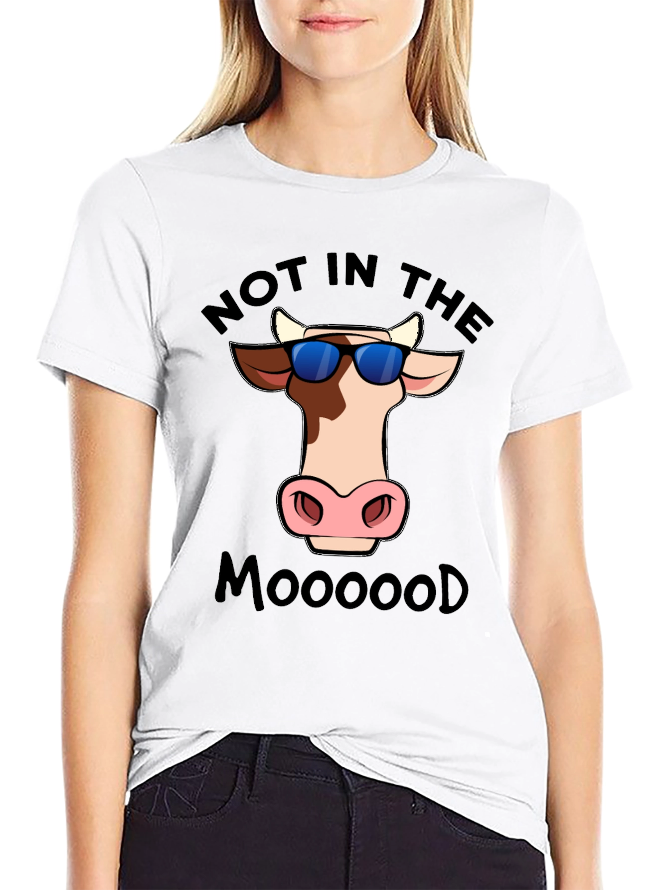 Not In The Mooood Cow Graphic T-Shirt
