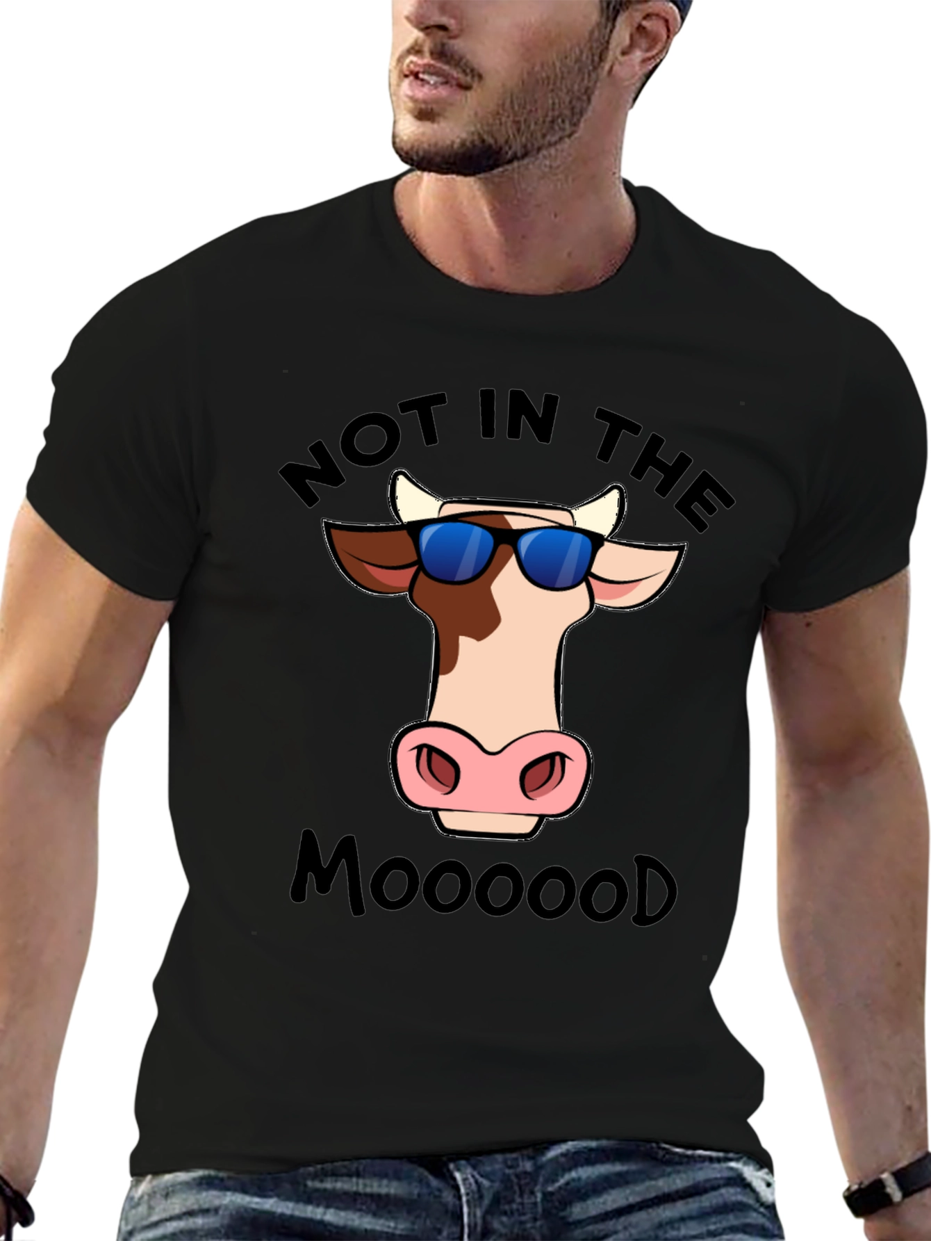 Not In The Mooood Cow Graphic T-Shirt