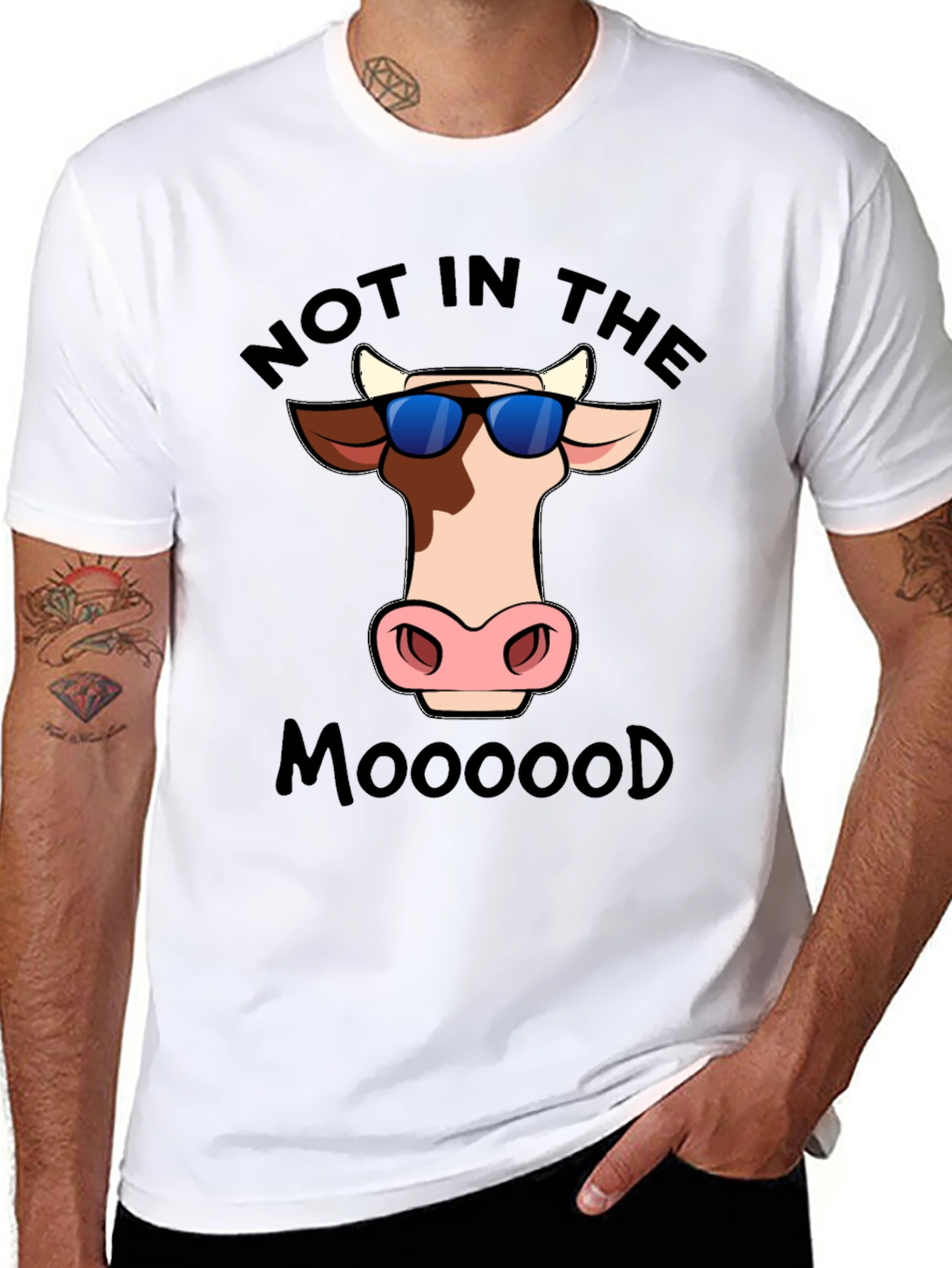 Not In The Mooood Cow Graphic T-Shirt