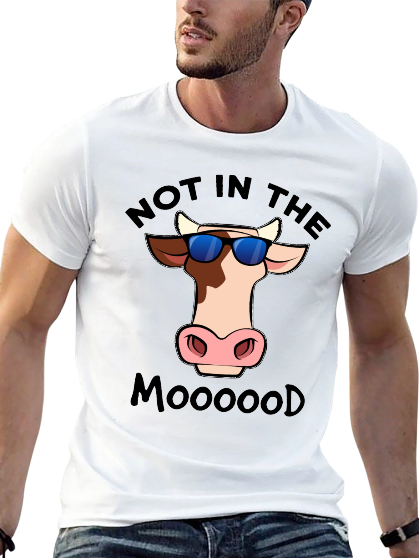 Not In The Mooood Cow Graphic T-Shirt