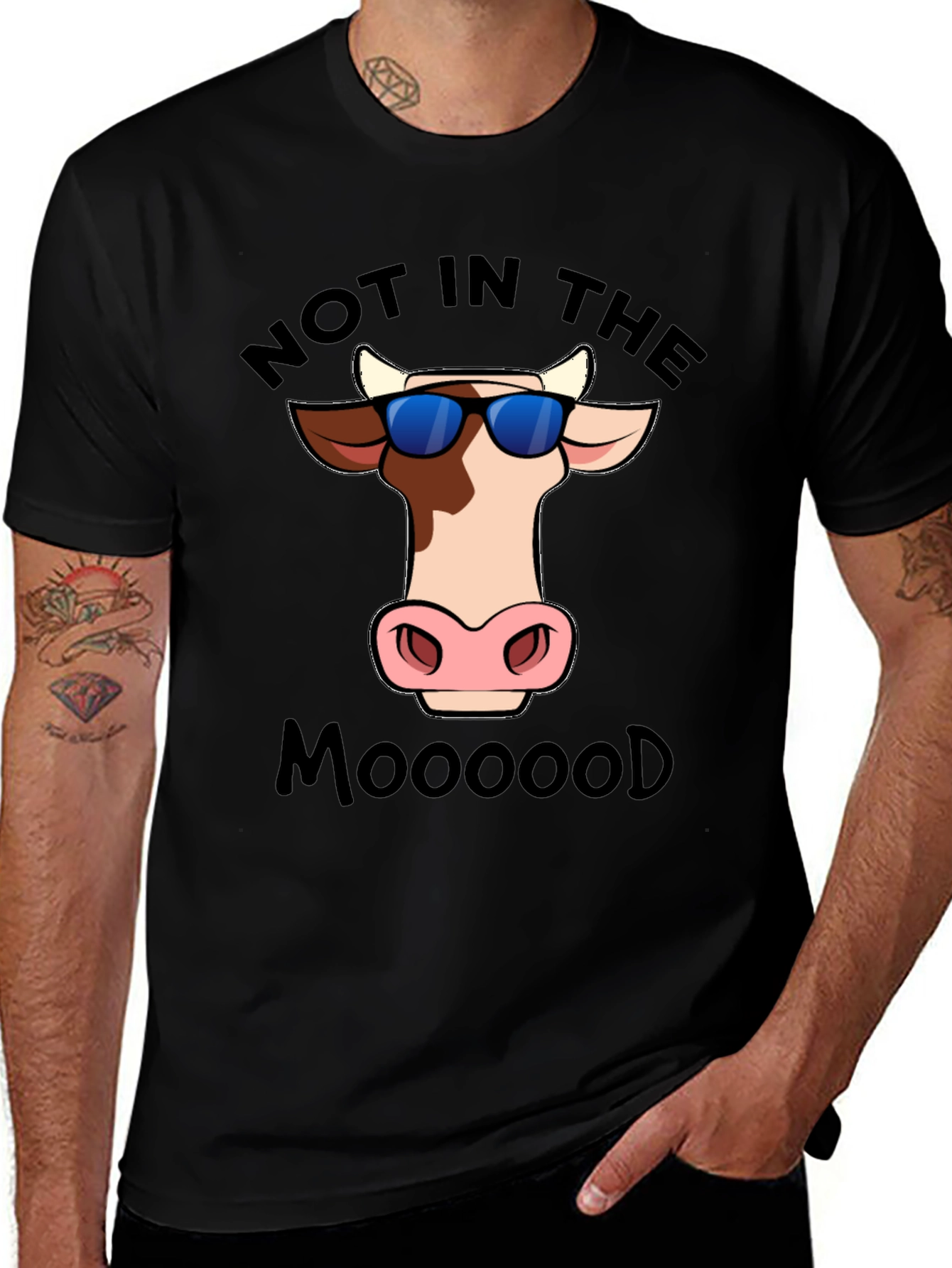 Not In The Mooood Cow Graphic T-Shirt