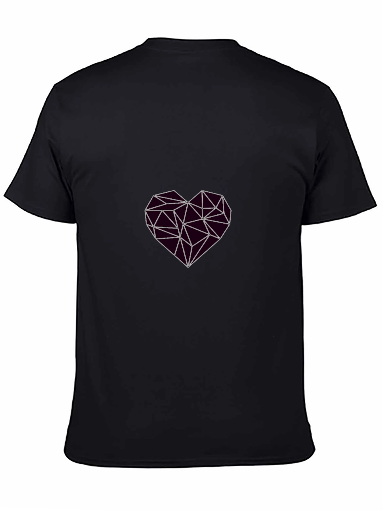 Geometric Heart Graphic Black T-Shirt