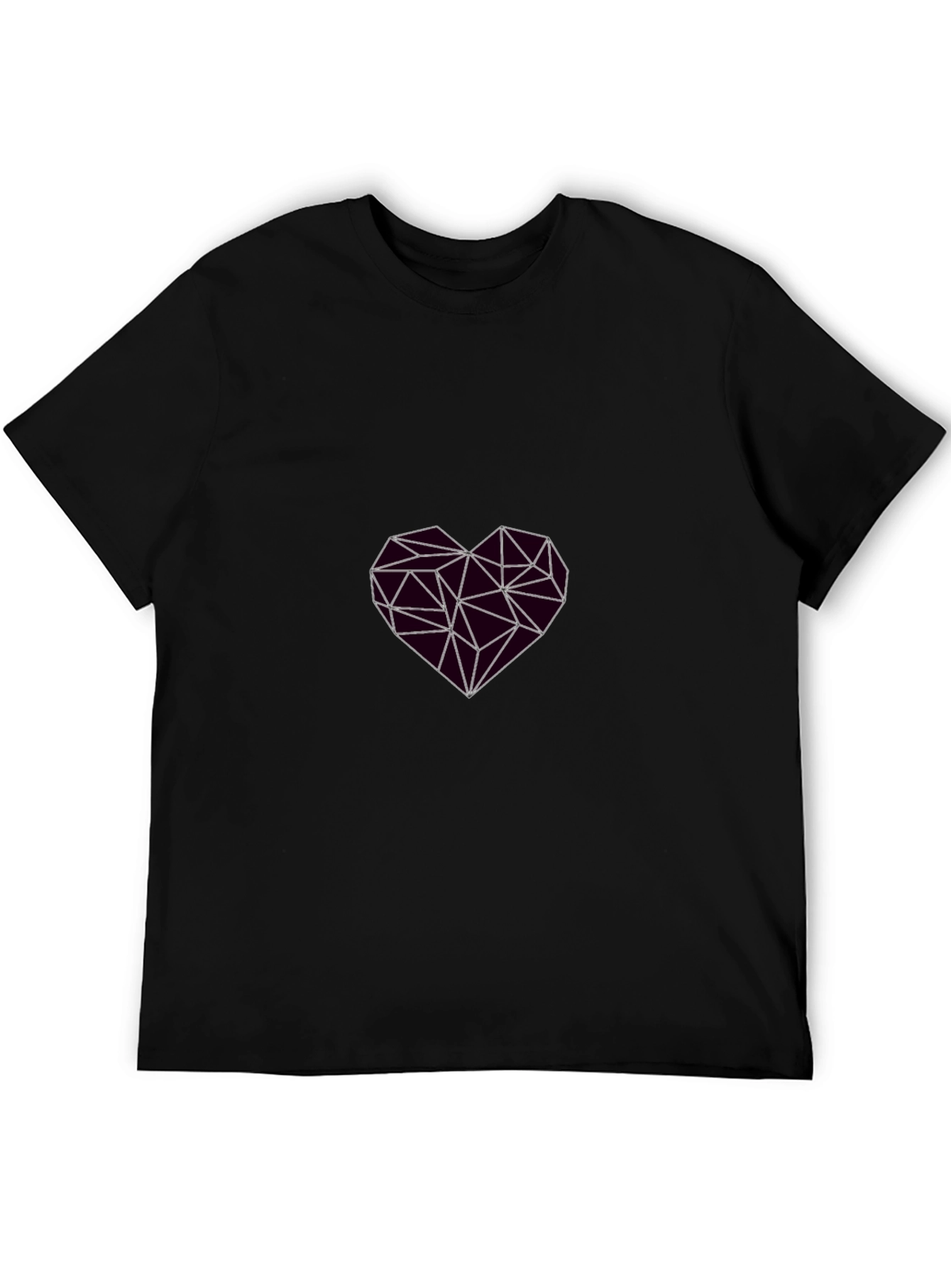 Geometric Heart Graphic Black T-Shirt