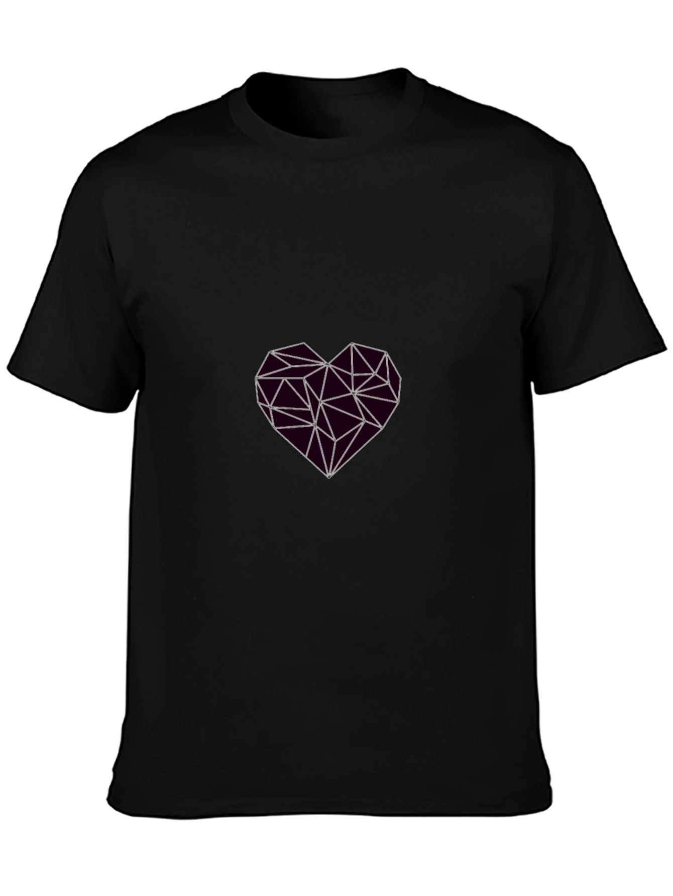 Geometric Heart Graphic Black T-Shirt