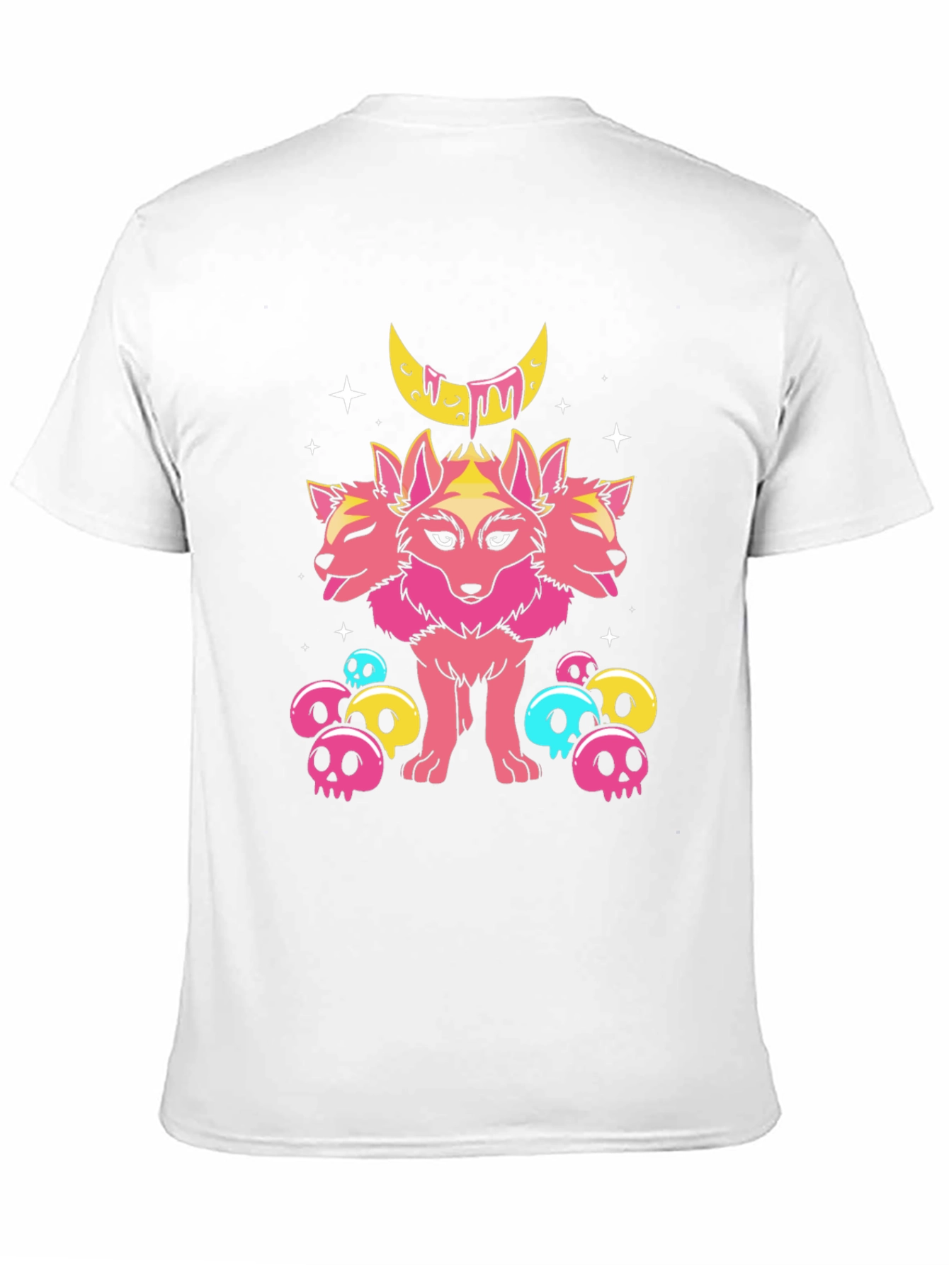 Three-Headed Wolf Graphic Tee - Gothic Moon Design