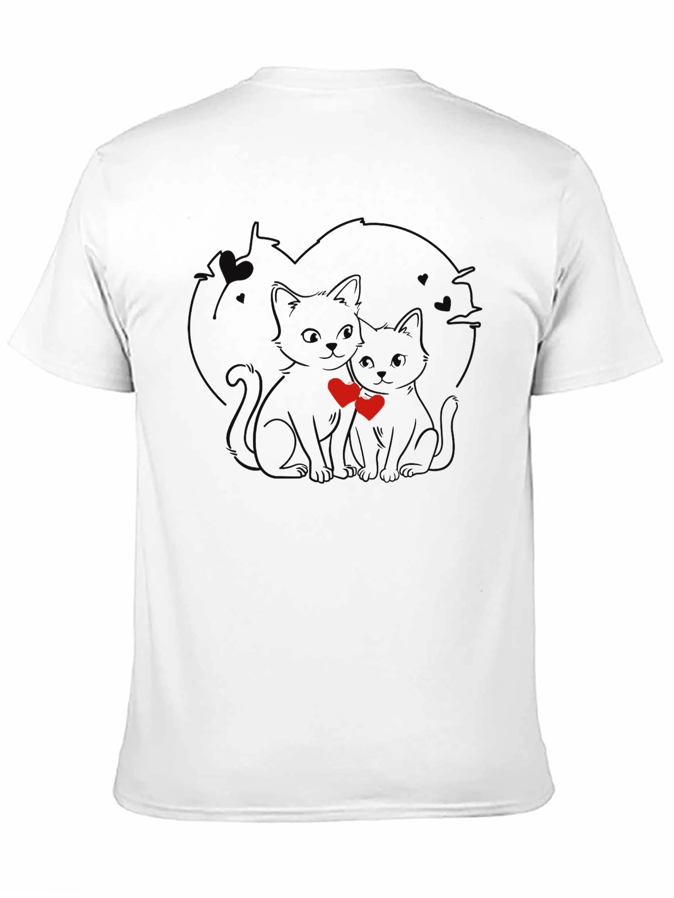 Cute Cats in Love Black T-Shirt