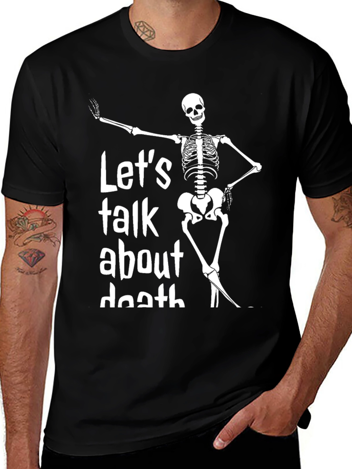Lets Talk About Death Skeleton Graphic Tee