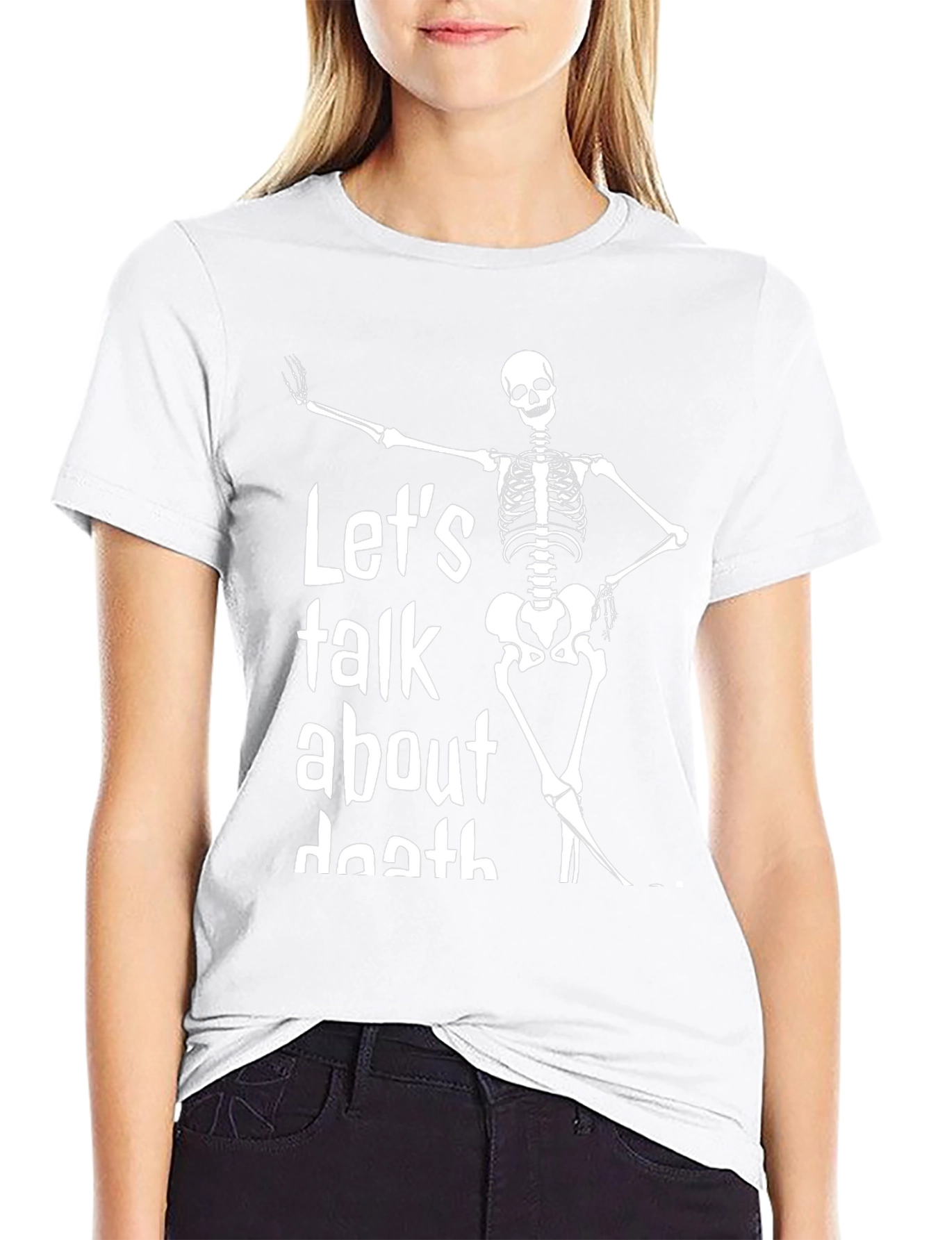 Lets Talk About Death Skeleton Graphic Tee