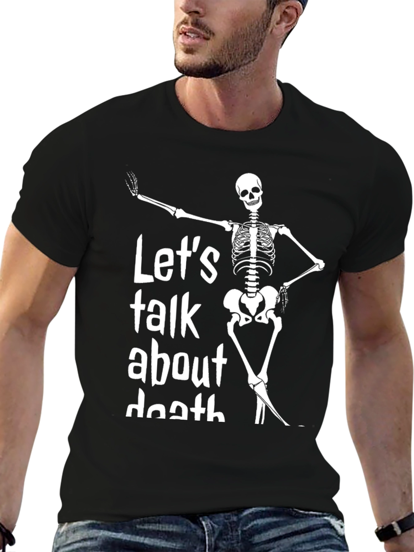 Lets Talk About Death Skeleton Graphic Tee