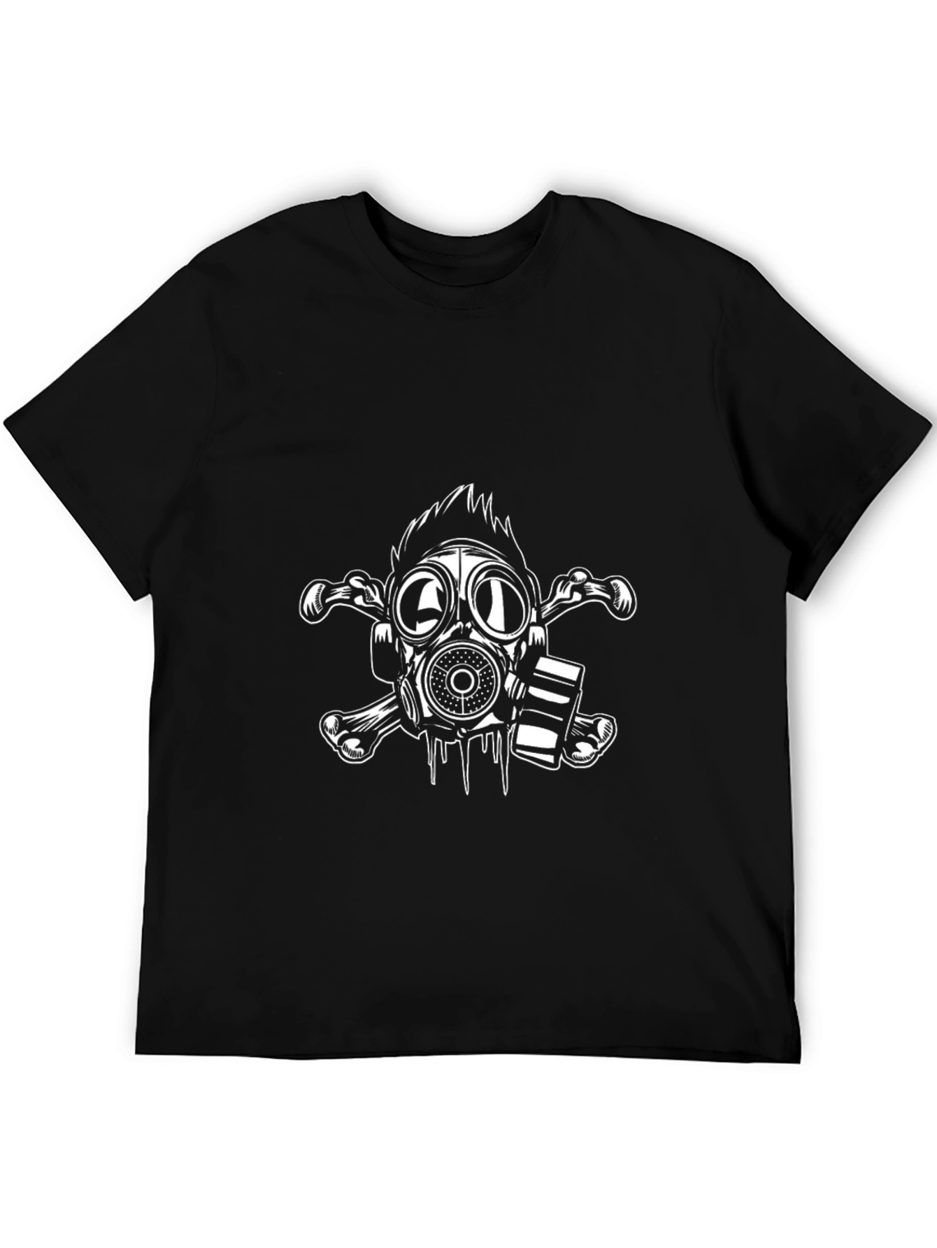 Gas Mask Skull Graphic Tee - Black Cotton T-Shirt
