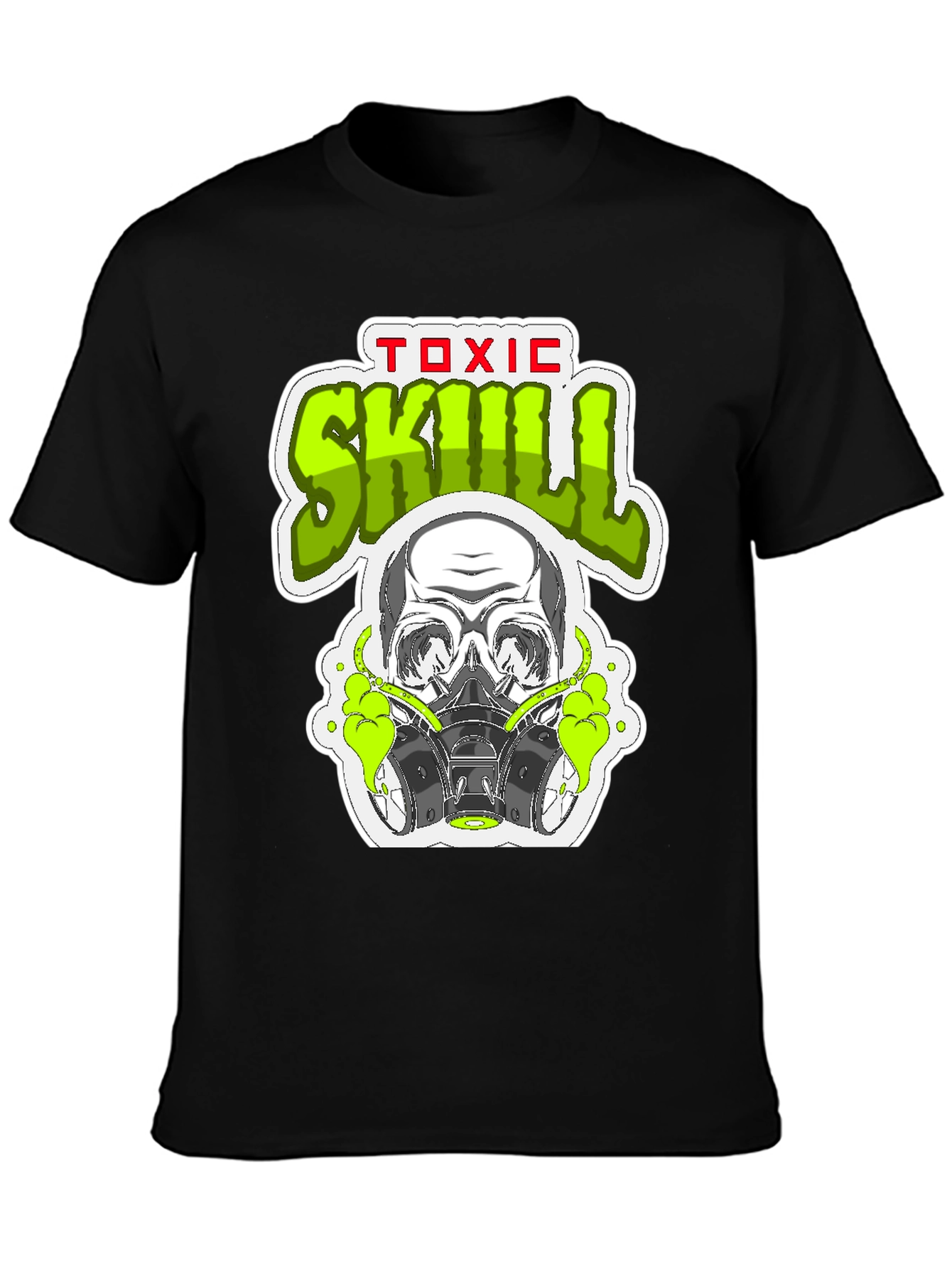 Toxic Skull Graphic Print Black T-Shirt