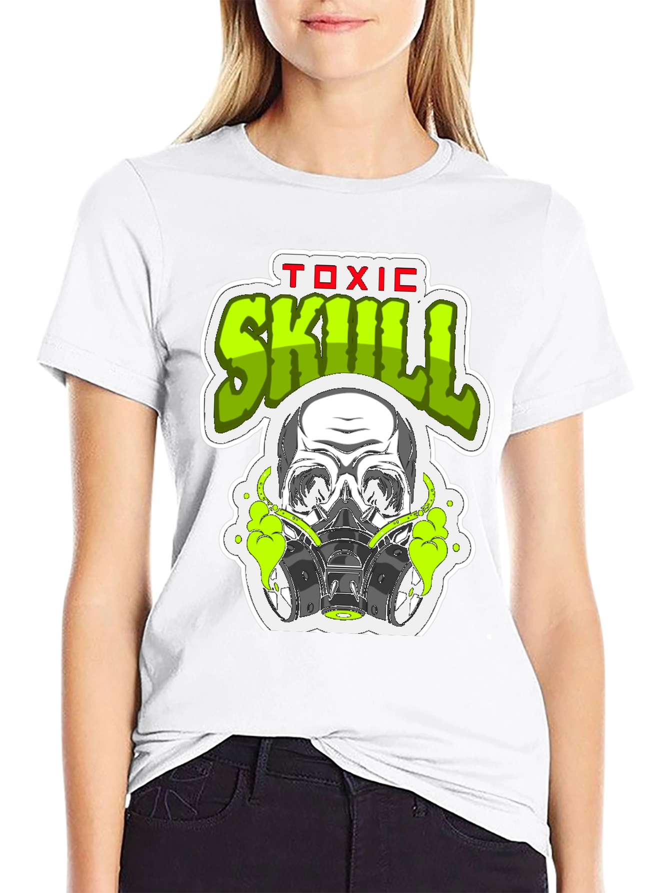 Toxic Skull Graphic Print Black T-Shirt