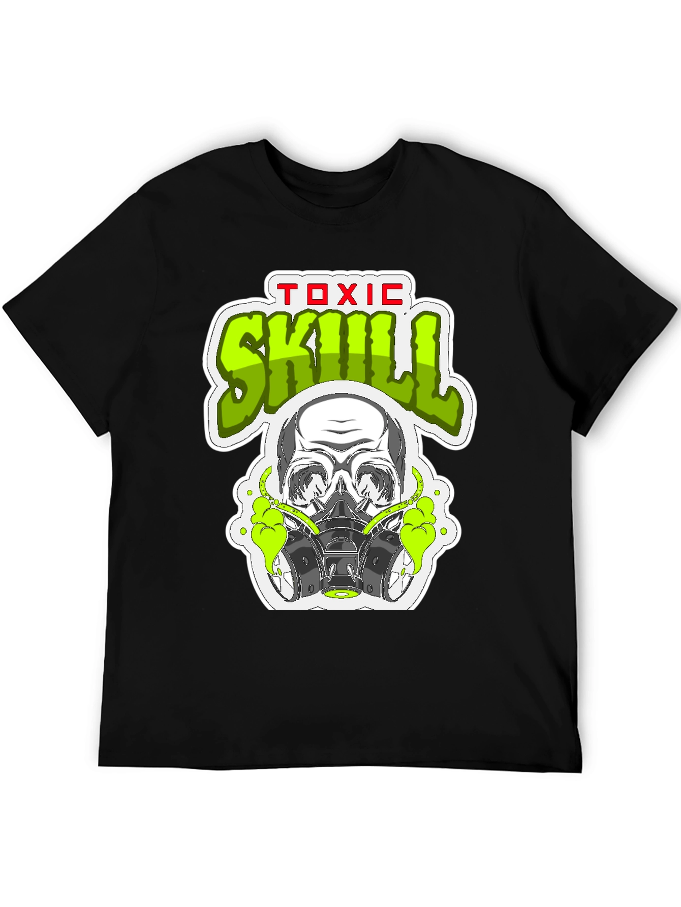 Toxic Skull Graphic Print Black T-Shirt