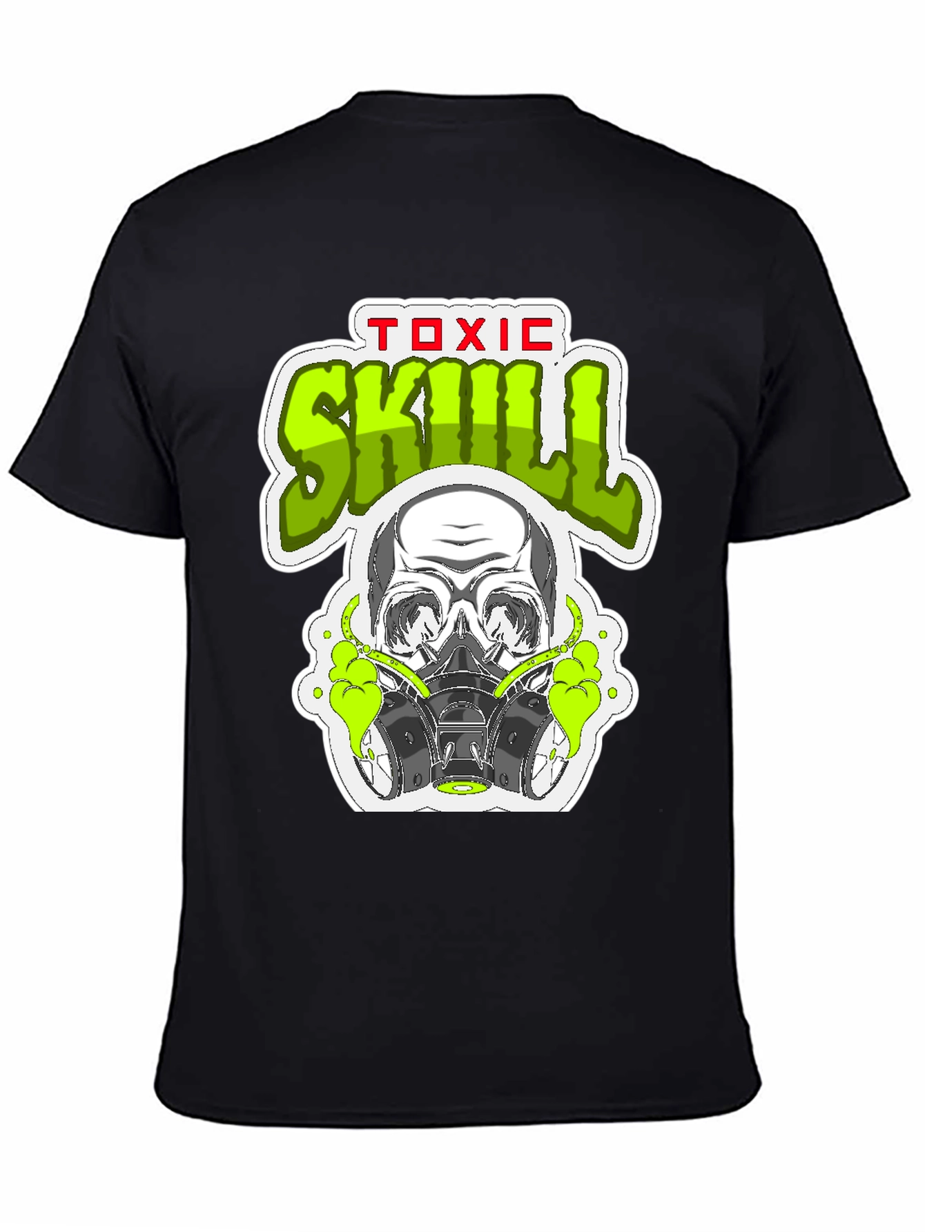 Toxic Skull Graphic Print Black T-Shirt