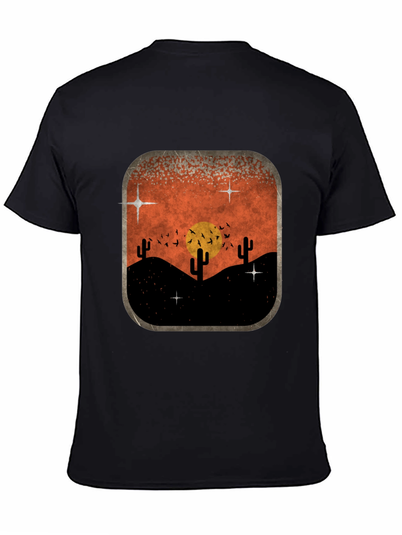 Retro Desert Sunset Graphic Tee - Classic Black