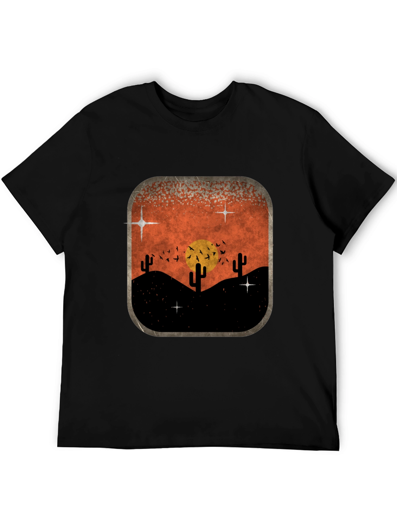Retro Desert Sunset Graphic Tee - Classic Black
