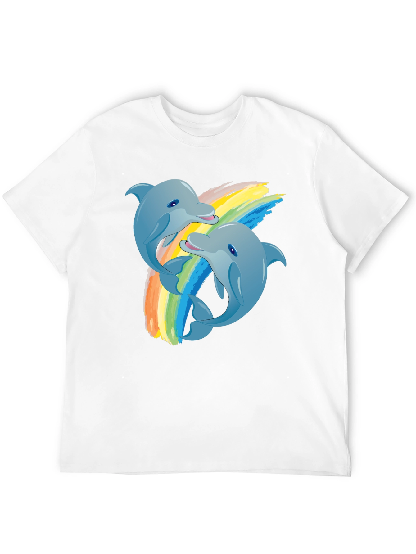 Dolphin Rainbow T-Shirt: Black Cotton Tee