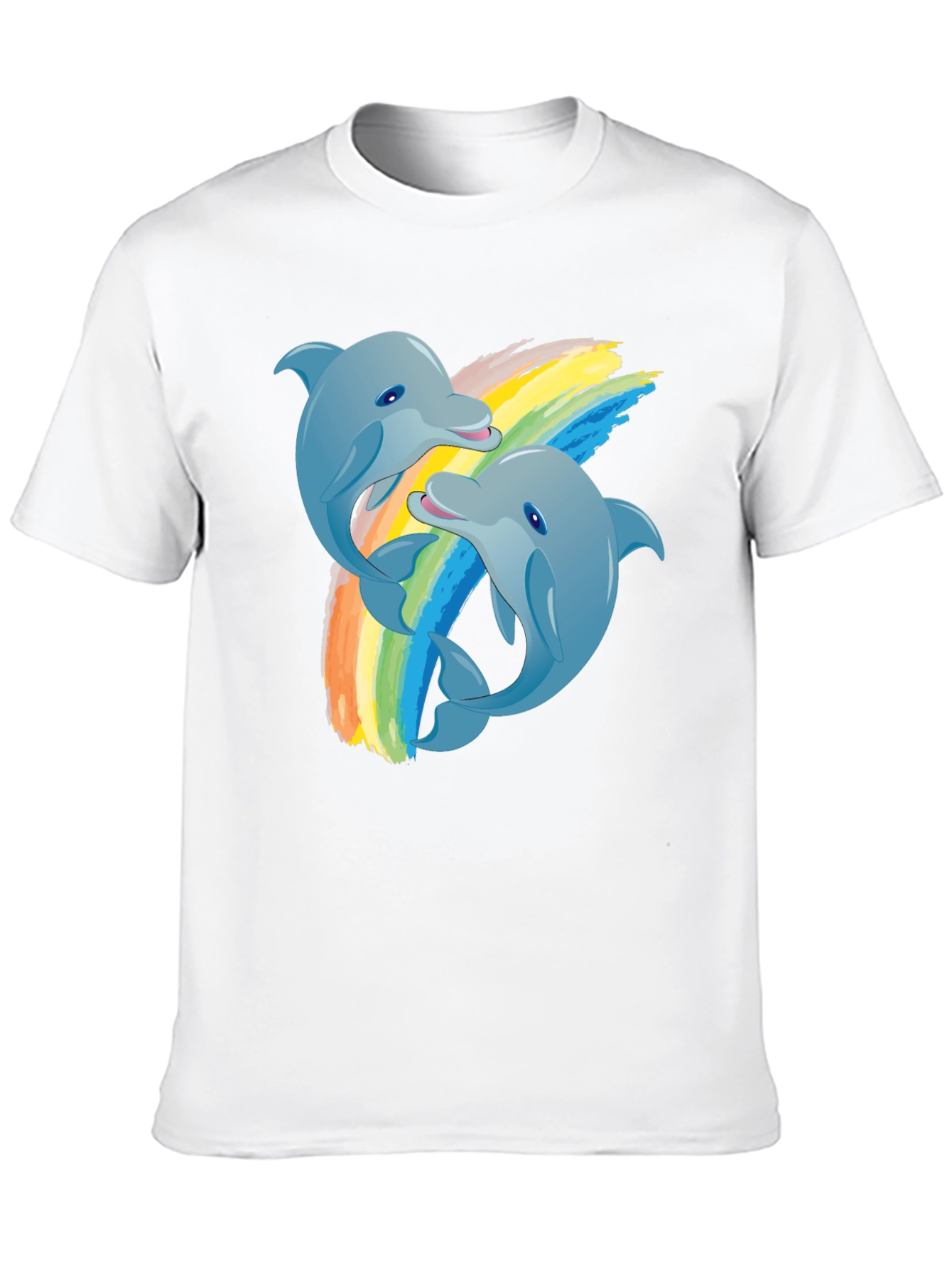 Dolphin Rainbow T-Shirt: Black Cotton Tee