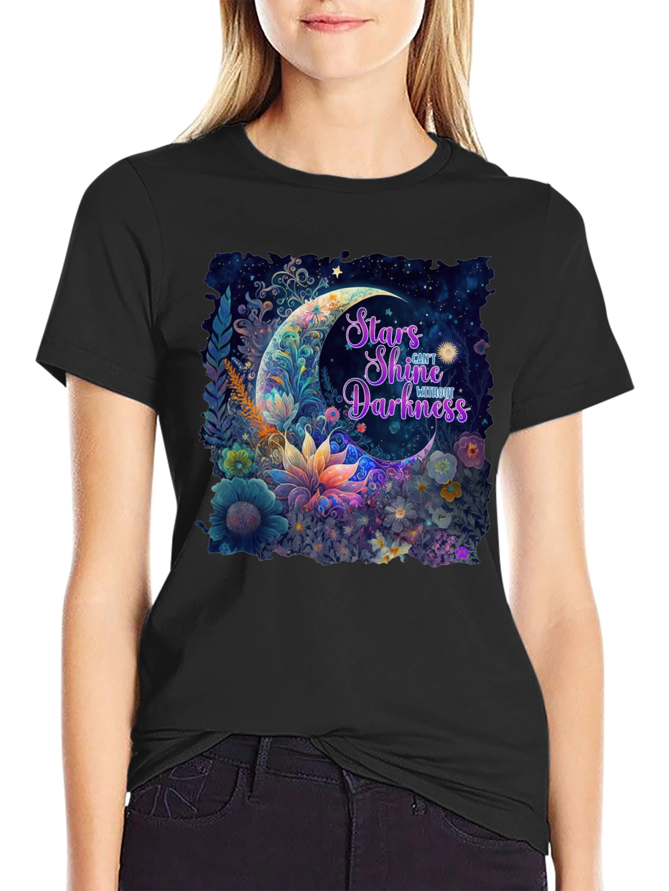 Stars Shine Without Darkness Black T-Shirt