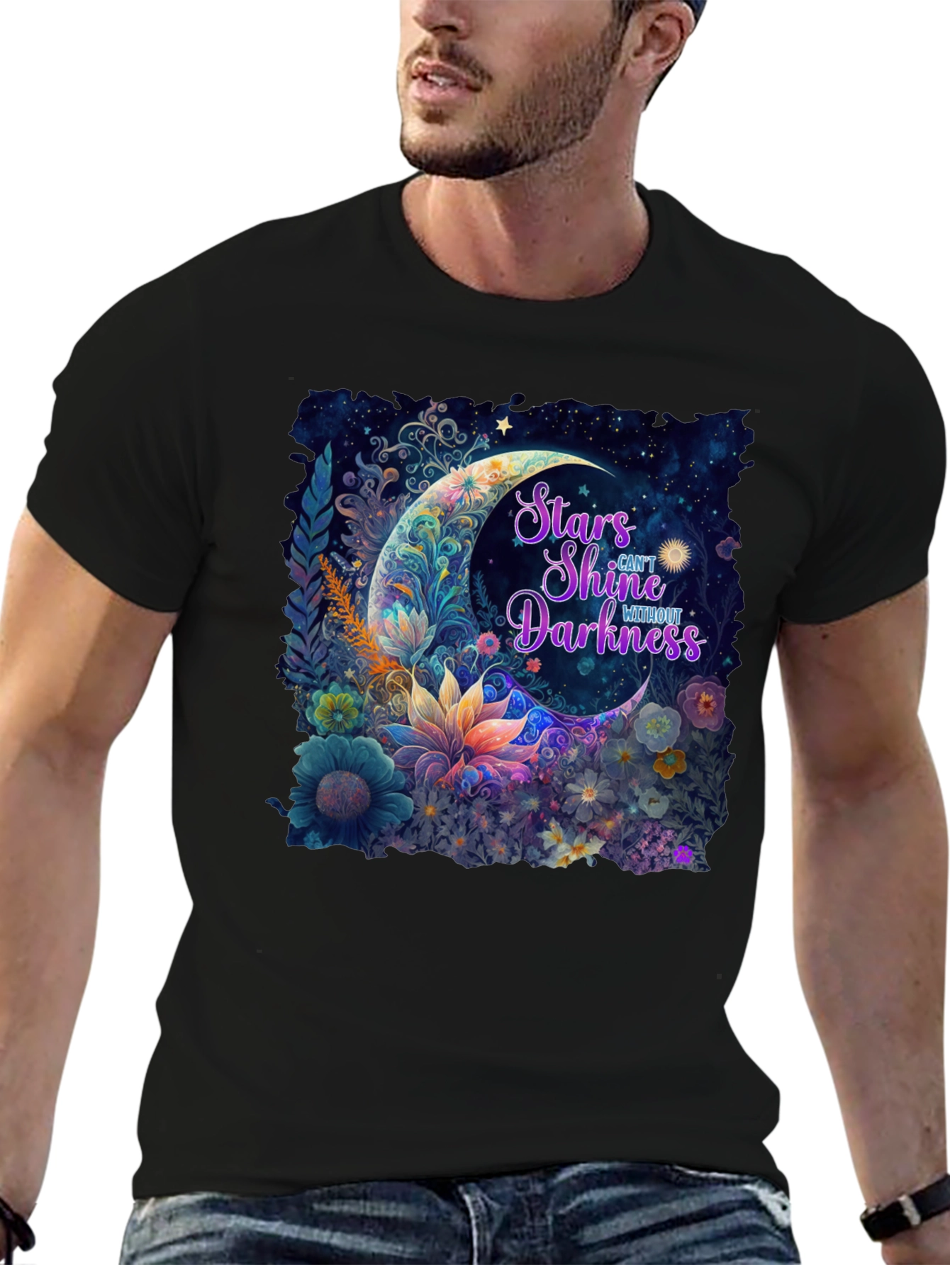 Stars Shine Without Darkness Black T-Shirt