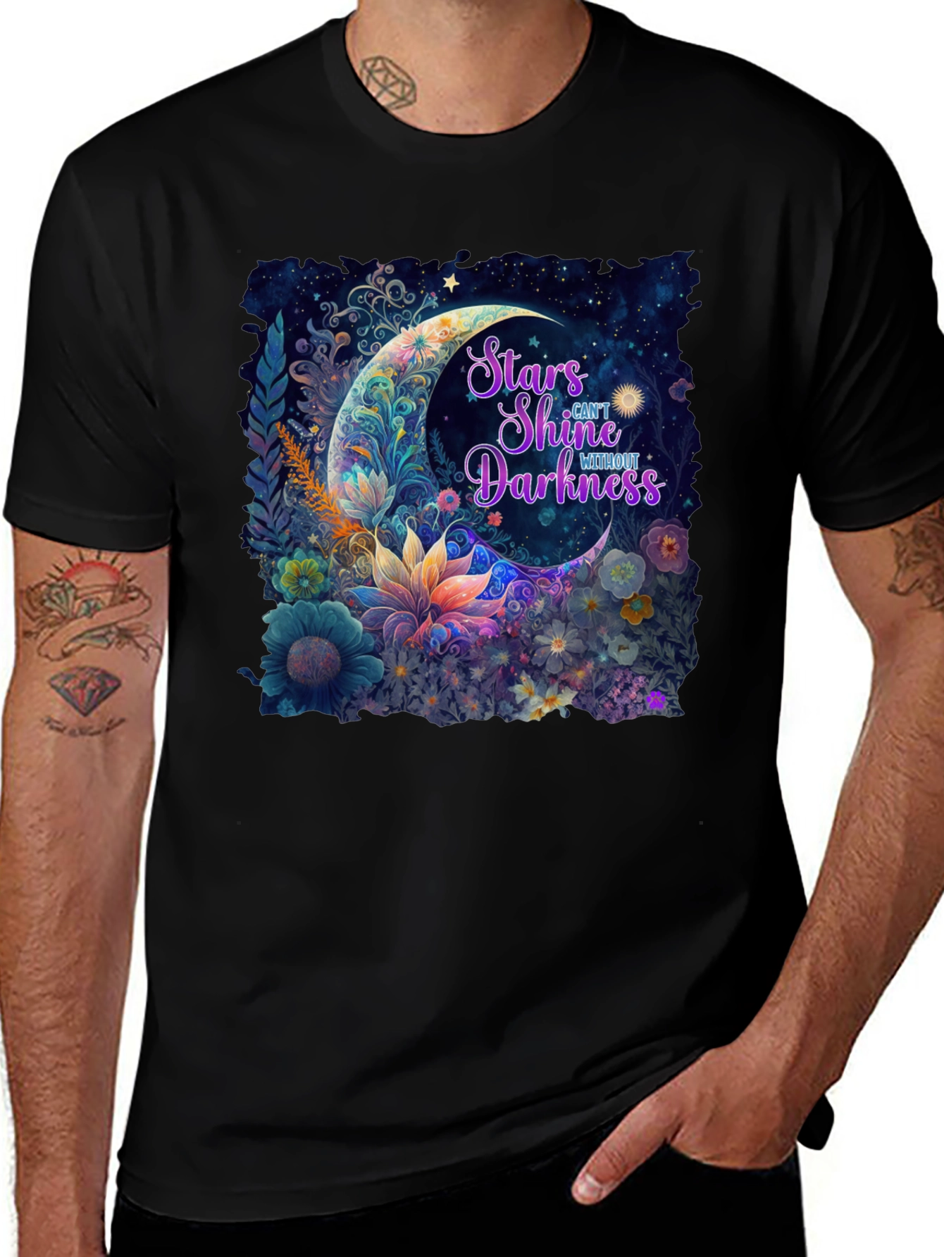 Stars Shine Without Darkness Black T-Shirt