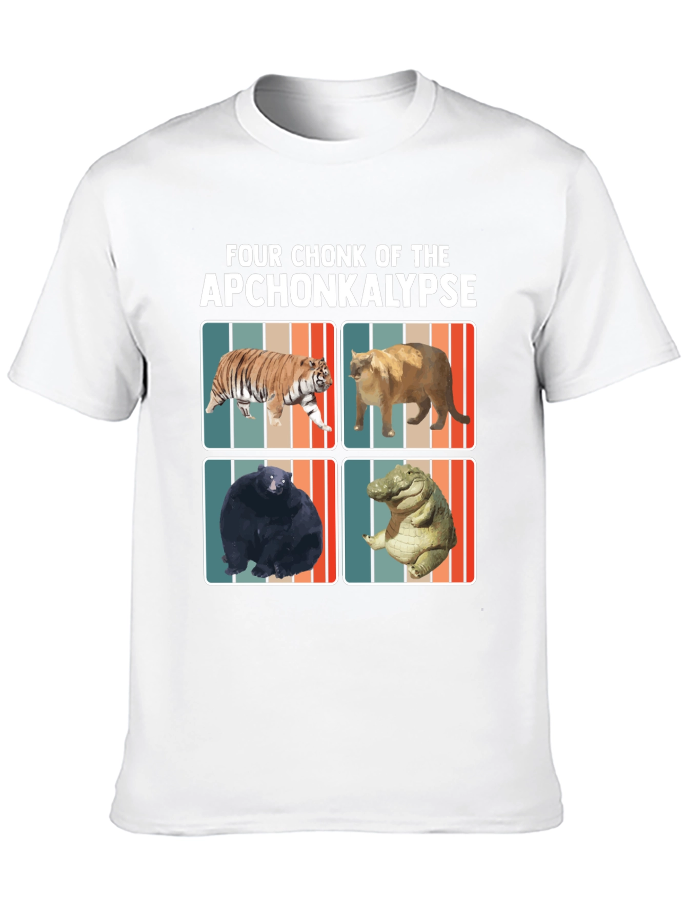 Four Chonk of the Apchonkalypse Funny Graphic Tee