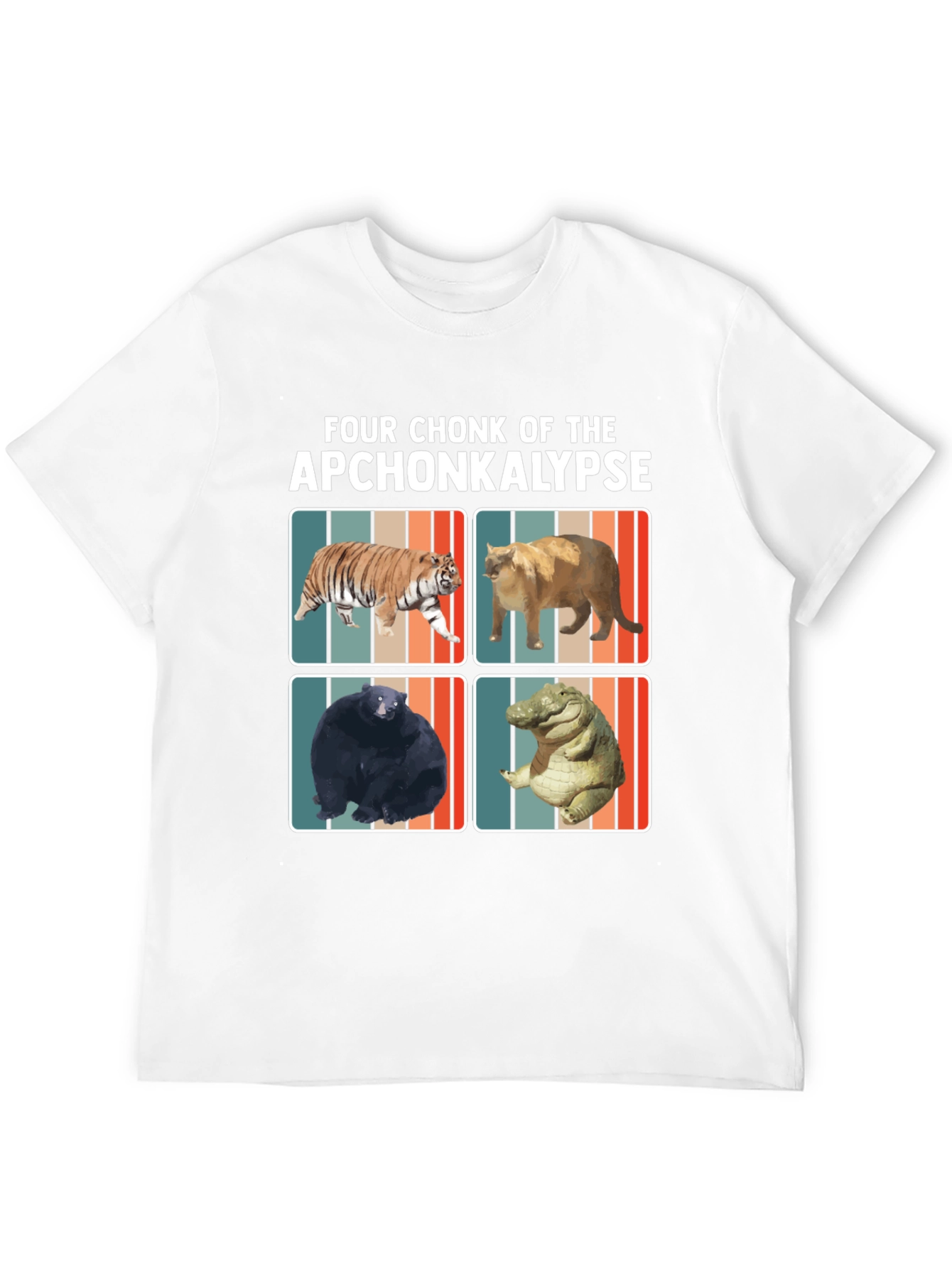 Four Chonk of the Apchonkalypse Funny Graphic Tee