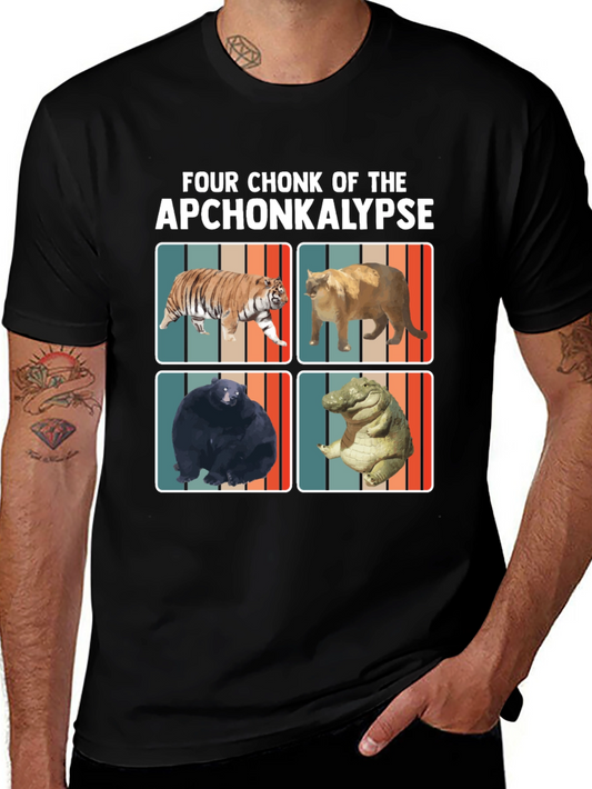Four Chonk of the Apchonkalypse Funny Graphic Tee