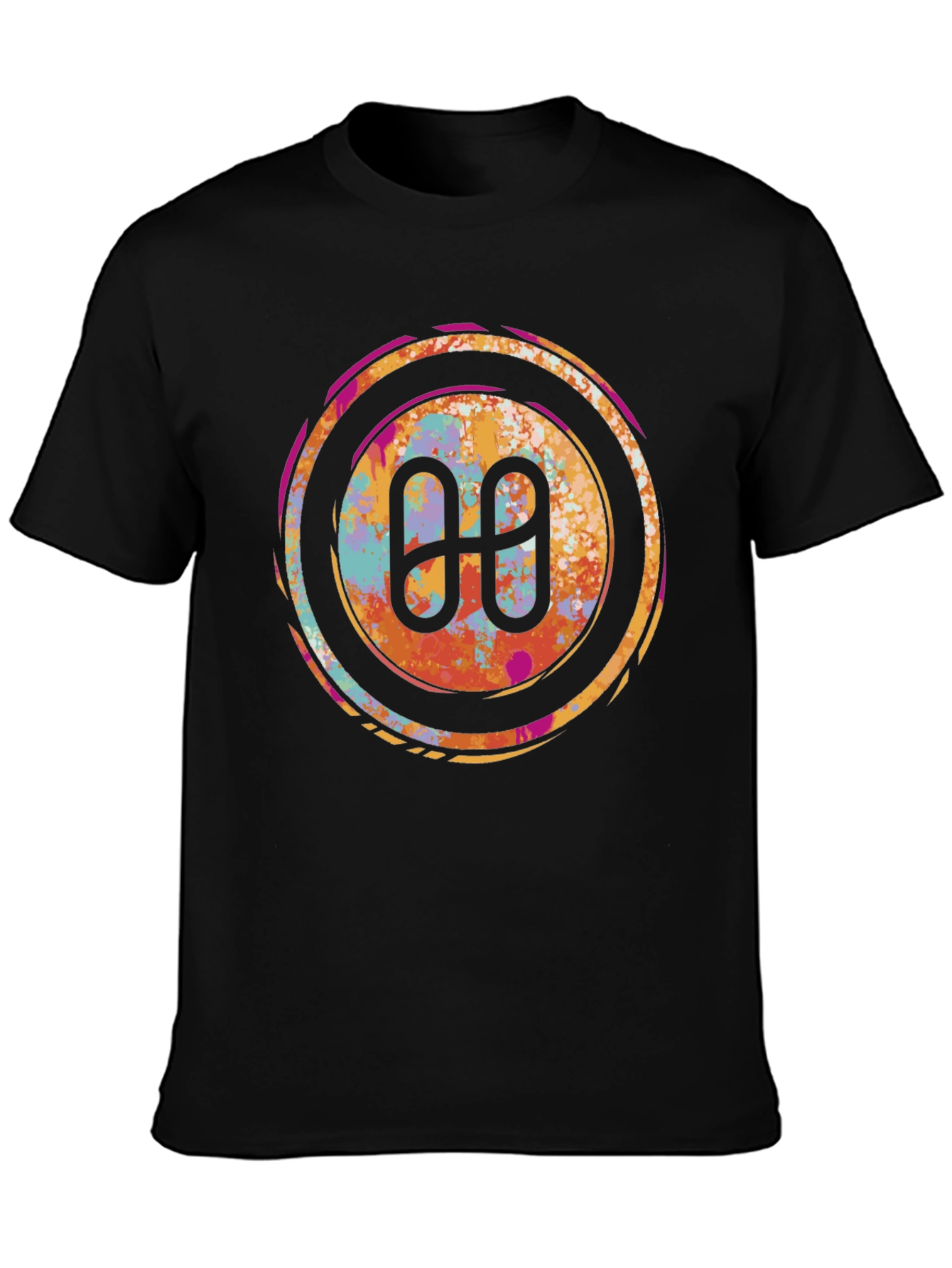 Abstract Circle Logo Graphic Tee - Black